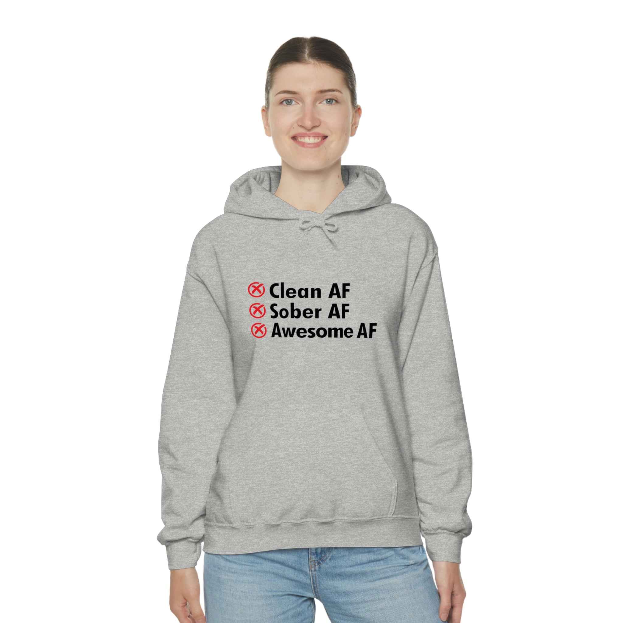 Clean AF Sober AF Awesome AF - Unisex Heavy Blend™ Hooded Sweatshirt