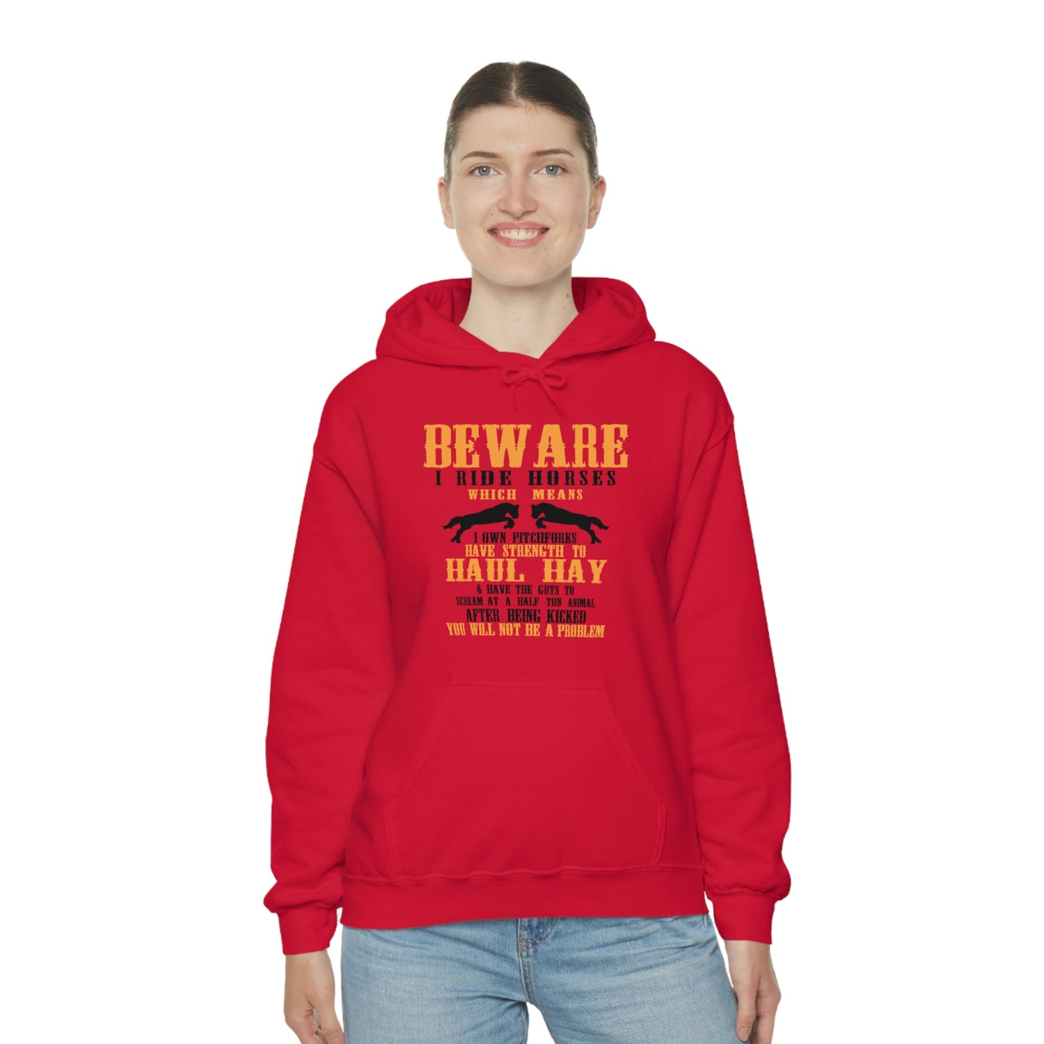 Beware I Ride Horses - Unisex Heavy Blend™ Hooded Sweatshirt