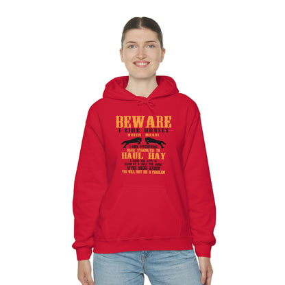 Beware I Ride Horses - Unisex Heavy Blend™ Hooded Sweatshirt