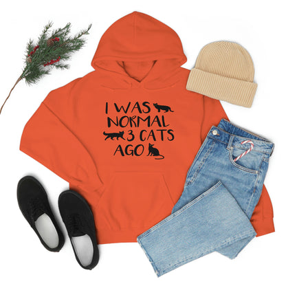 I Was Normal 3 Cats Ago - Unisex Heavy Blend™ Hooded Sweatshirt