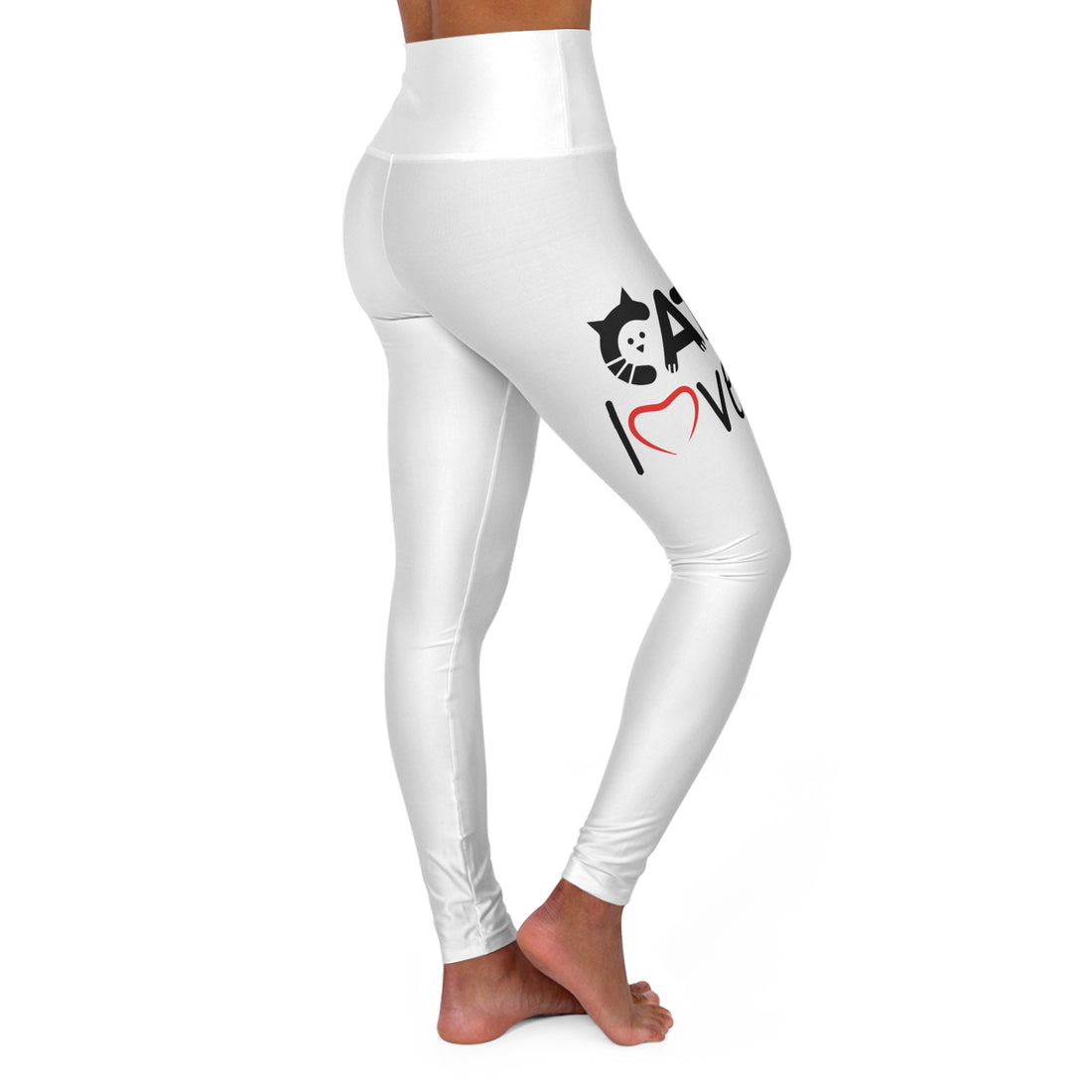 Cat Lover - White High Waisted Yoga Leggings