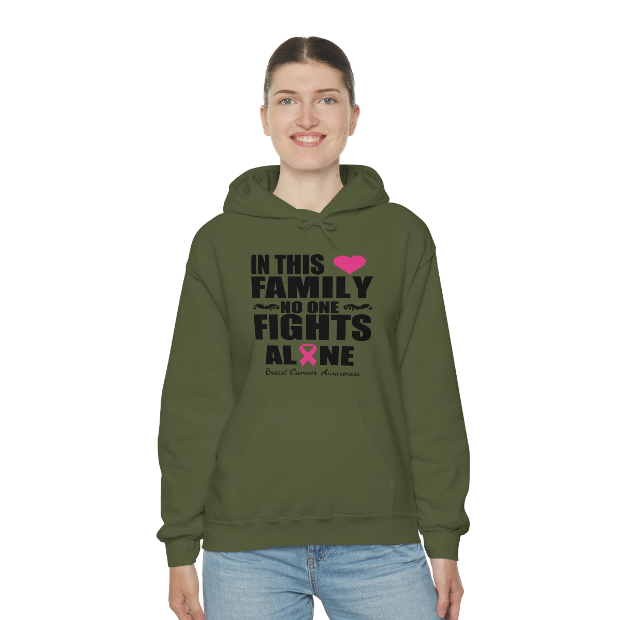 In This Family No One Fights Alone - Unisex Heavy Blend™ Hooded Sweatshirt