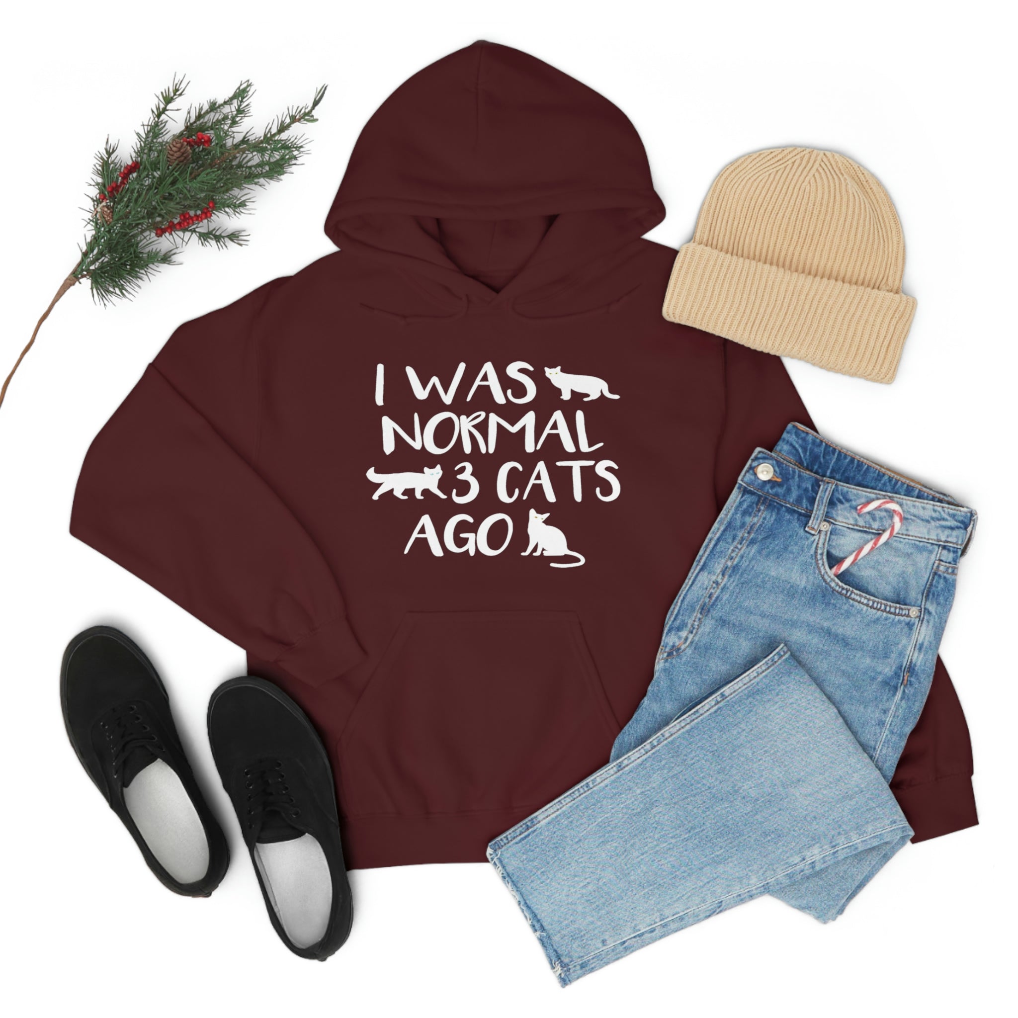 I Was Normal 3 Cats Ago - Unisex Heavy Blend™ Hooded Sweatshirt