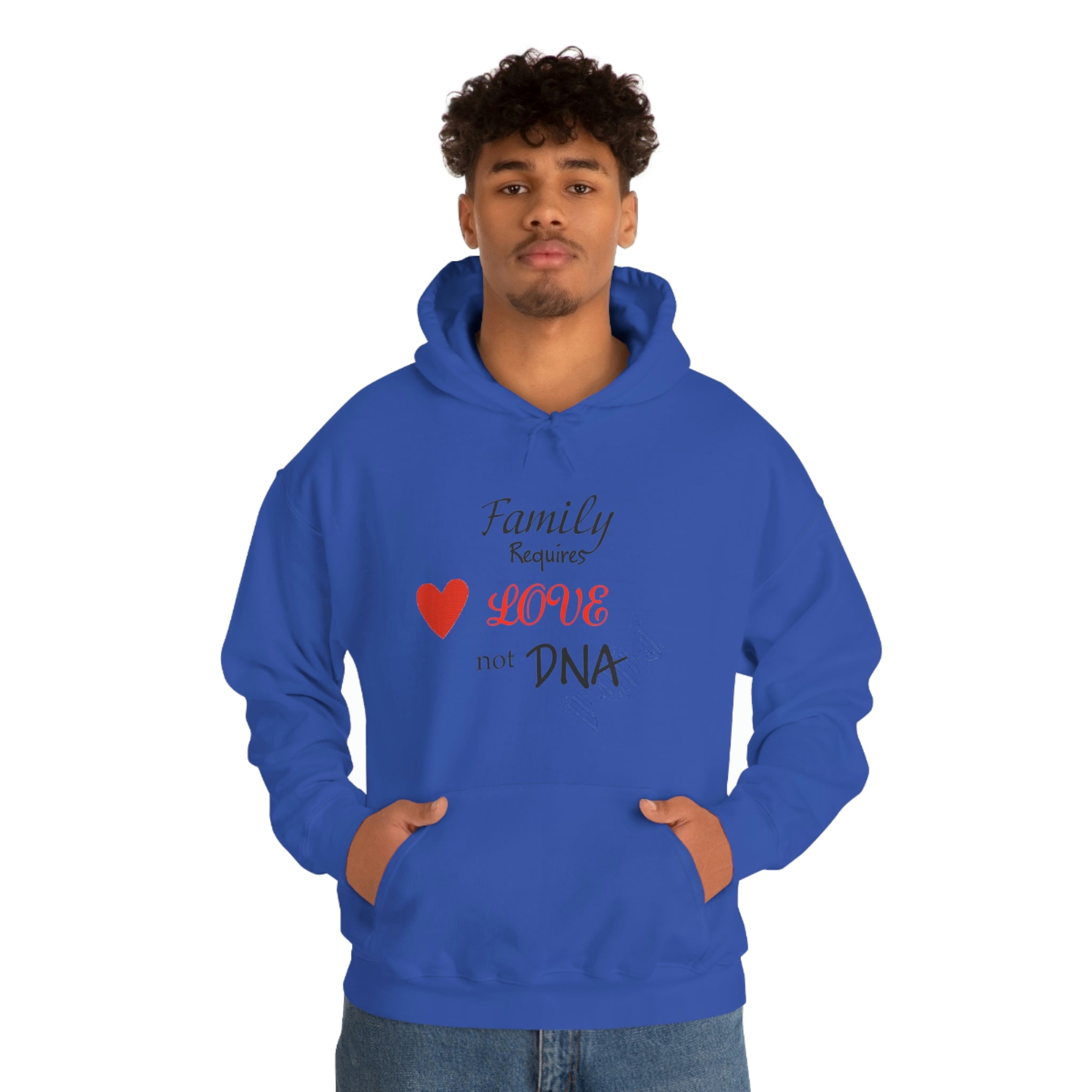 Family Requires Love Not DNA - Unisex Heavy Blend™ Hooded Sweatshirt