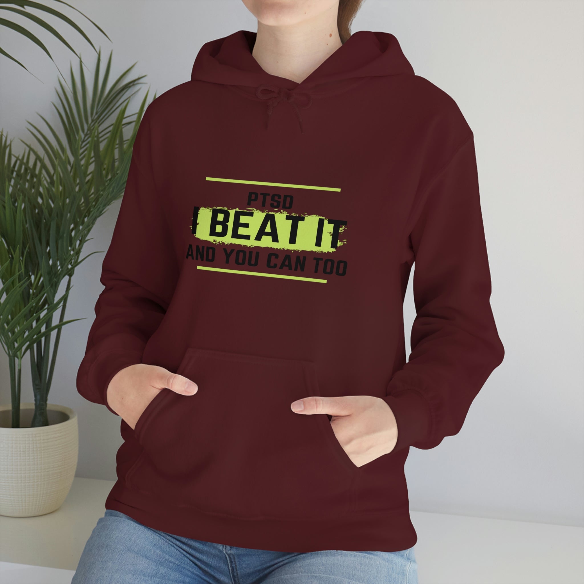 PTSD I Beat It You Can Too - Unisex Heavy Blend™ Hooded Sweatshirt