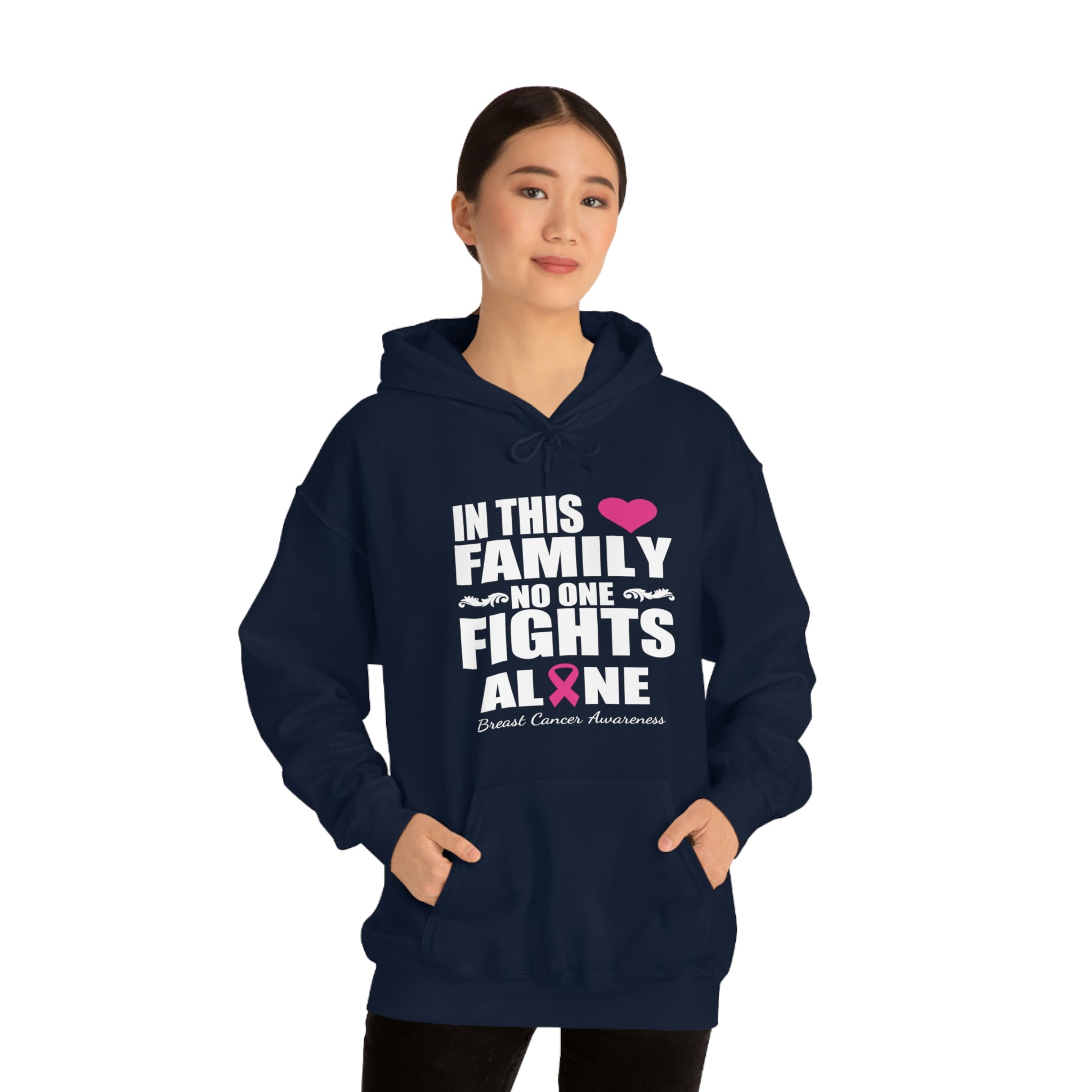 In This Family No One Fights Alone - Unisex Heavy Blend™ Hooded Sweatshirt