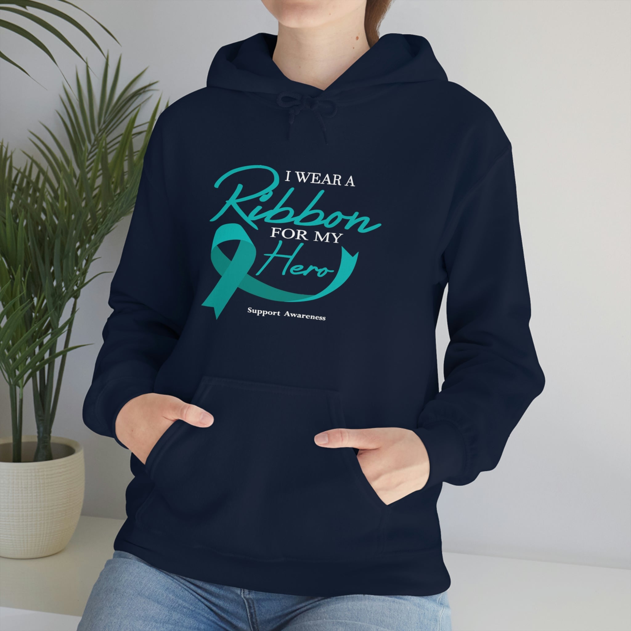 I Wear A Ribbon For My Hero - Unisex Heavy Blend™ Hooded Sweatshirt