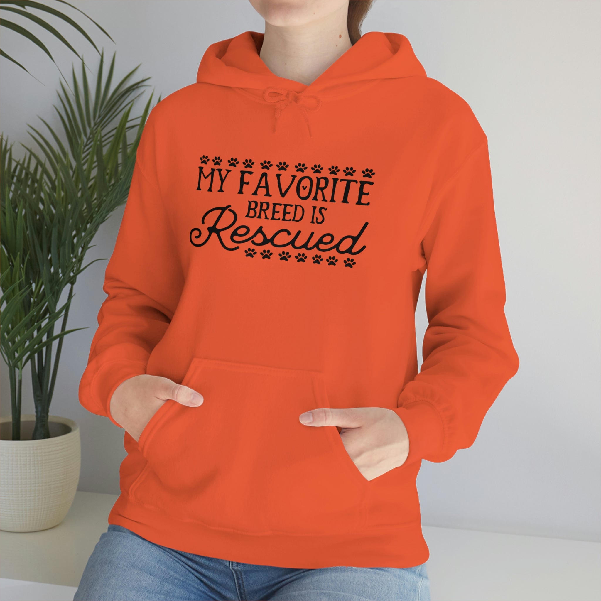 My Favorite Breed Is Rescued - Unisex Heavy Blend™ Hooded Sweatshirt