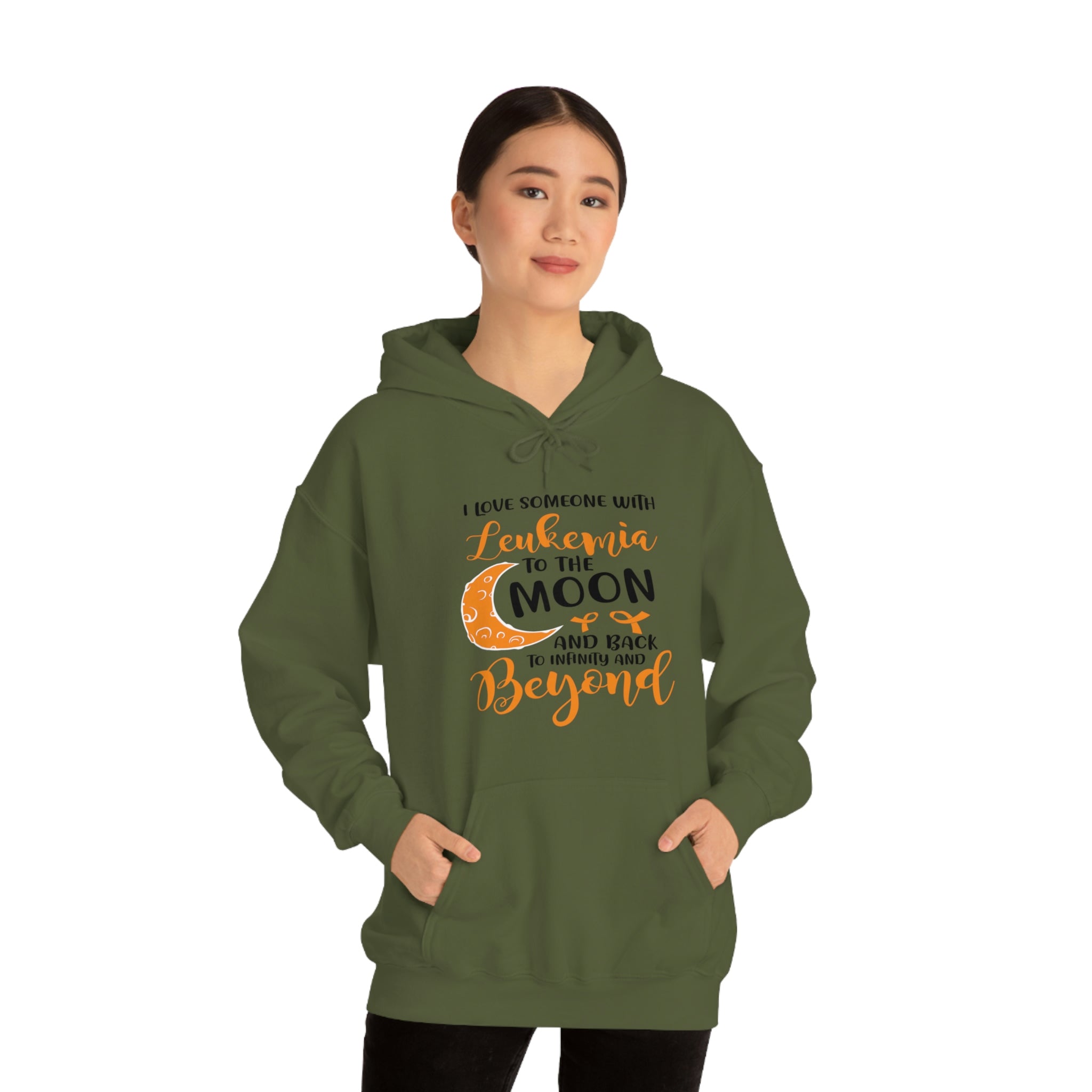 I Love Someone With Leukemia To The Moon And Back - Unisex Heavy Blend™ Hooded Sweatshirt