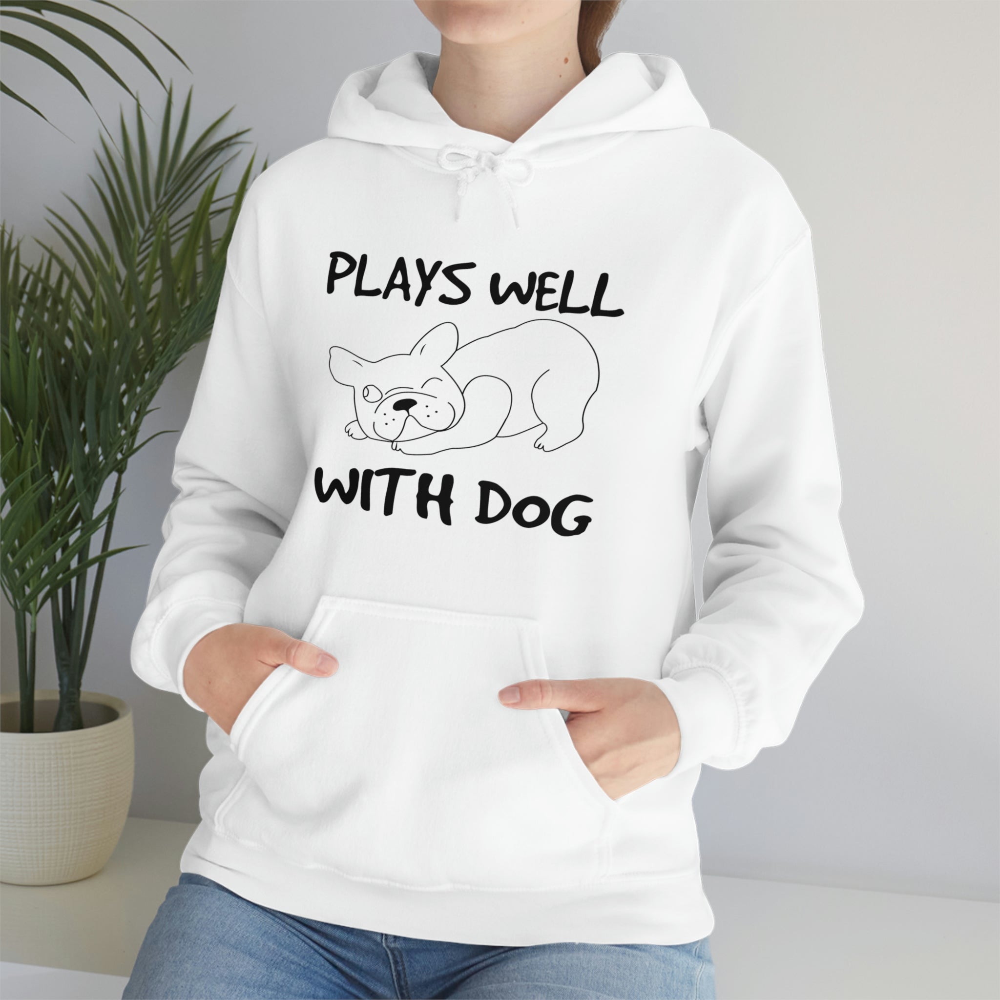 Plays Well With Dog - Unisex Heavy Blend™ Hooded Sweatshirt