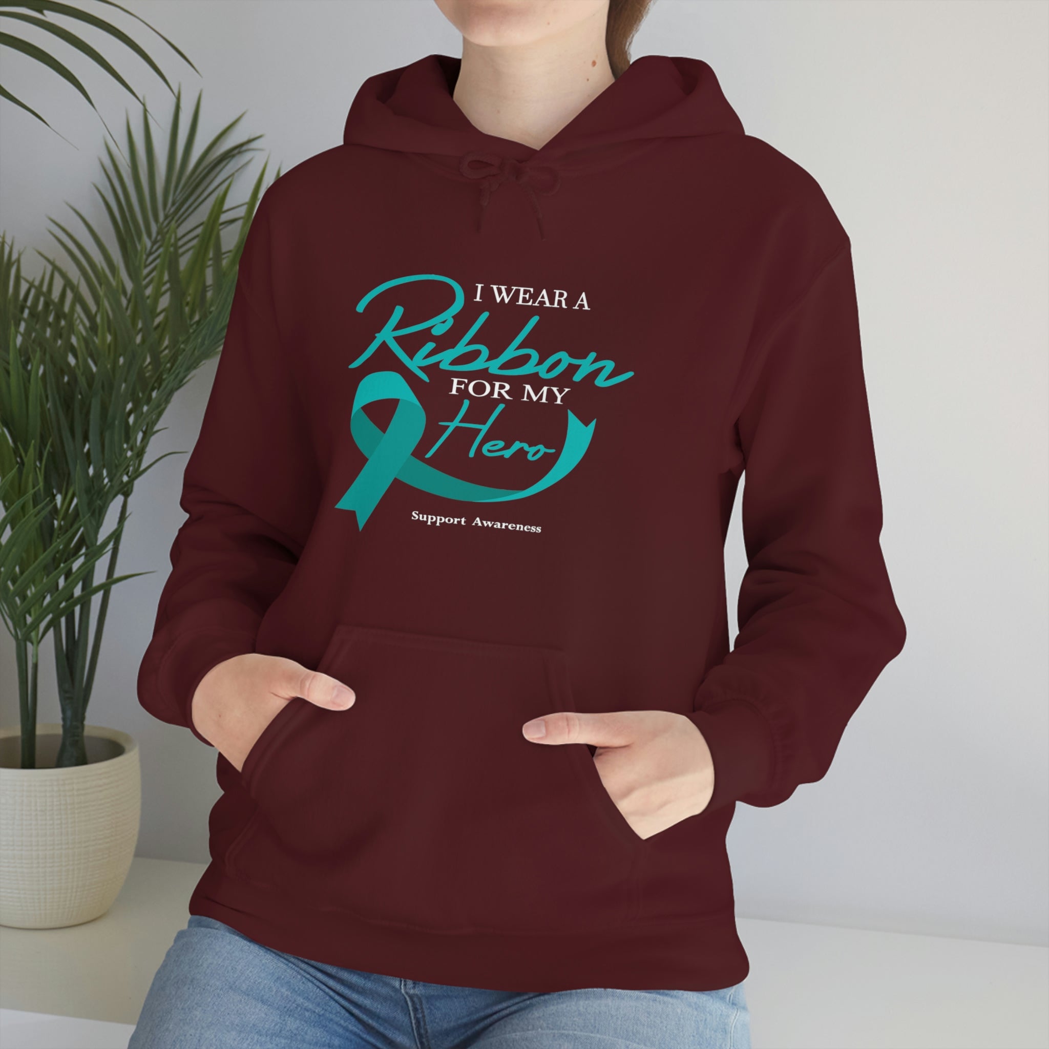 I Wear A Ribbon For My Hero - Unisex Heavy Blend™ Hooded Sweatshirt