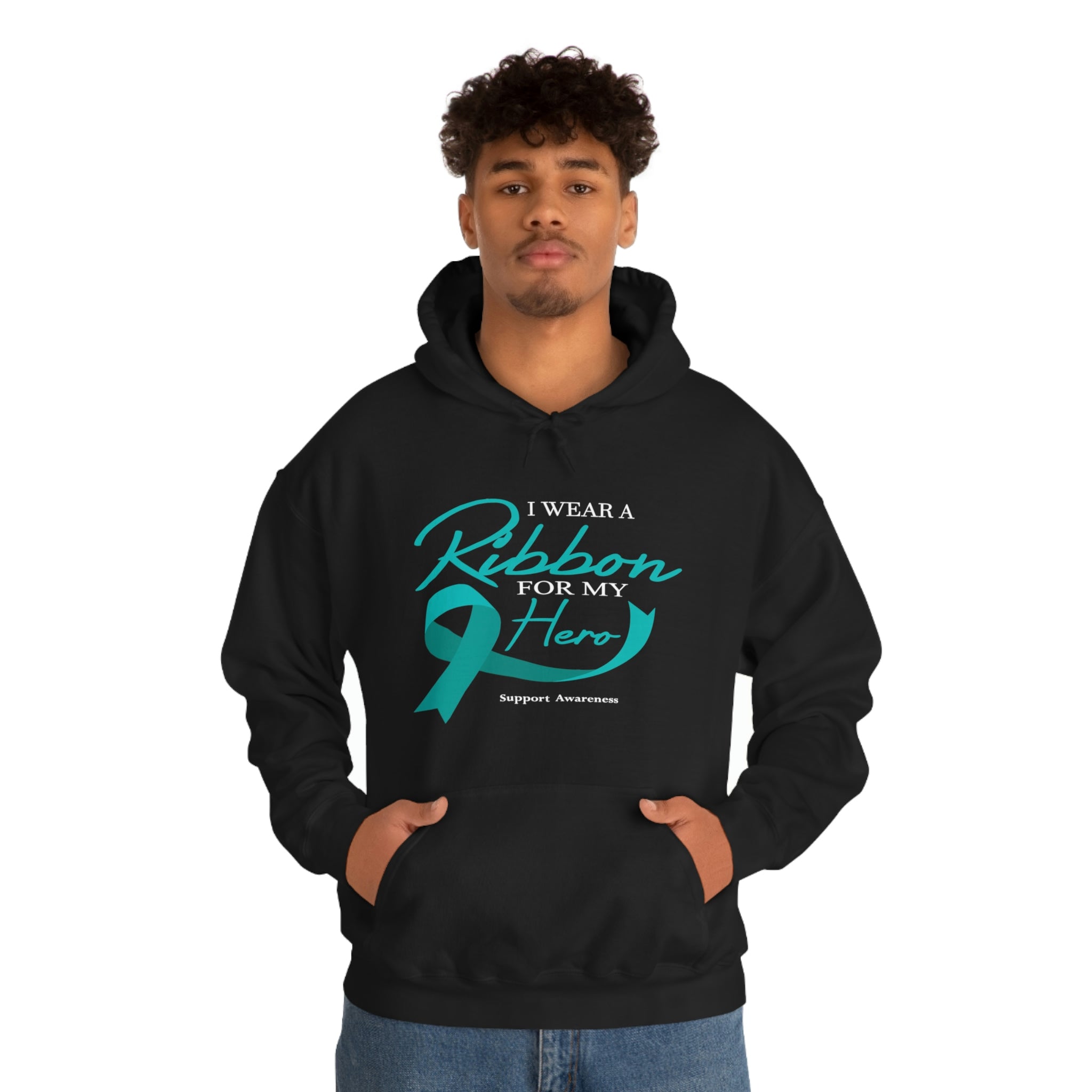 I Wear A Ribbon For My Hero - Unisex Heavy Blend™ Hooded Sweatshirt