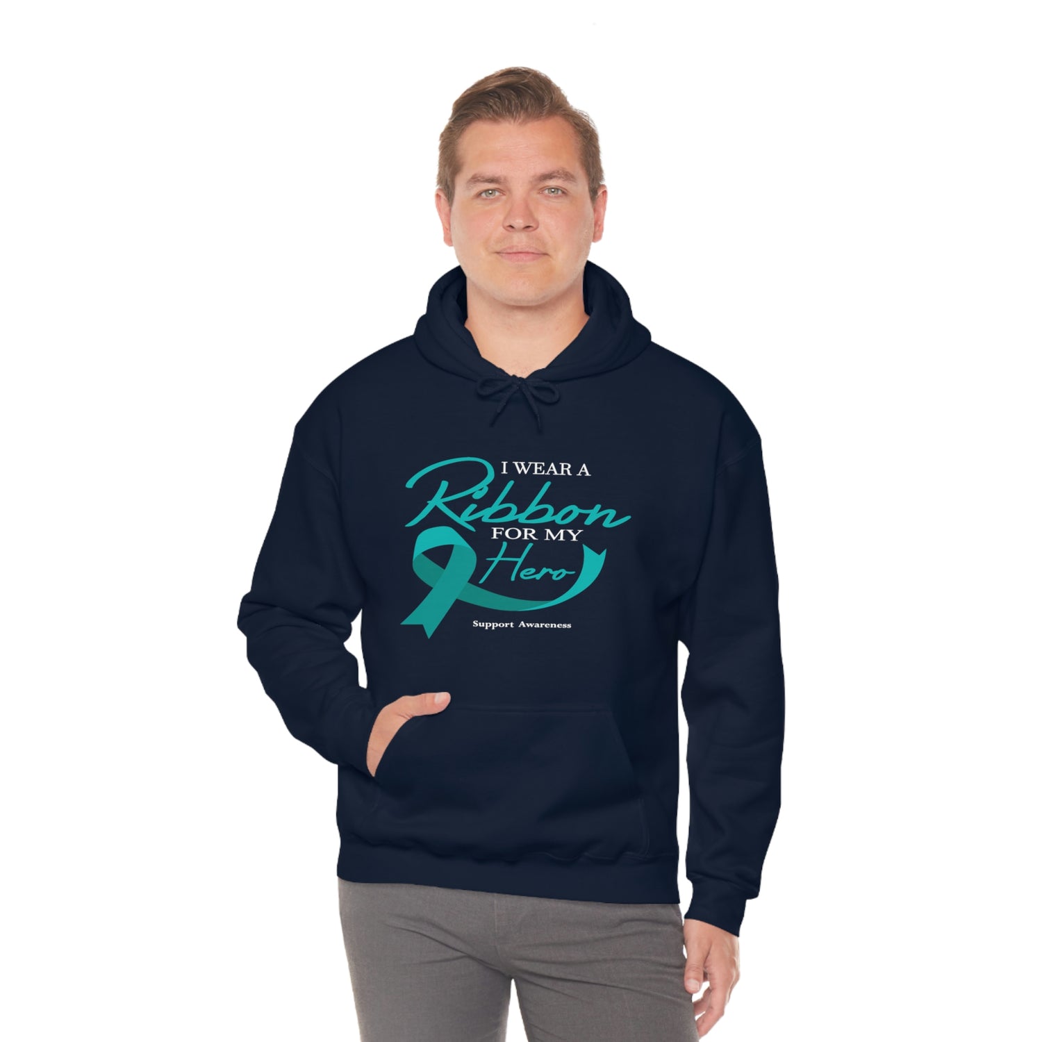 I Wear A Ribbon For My Hero - Unisex Heavy Blend™ Hooded Sweatshirt