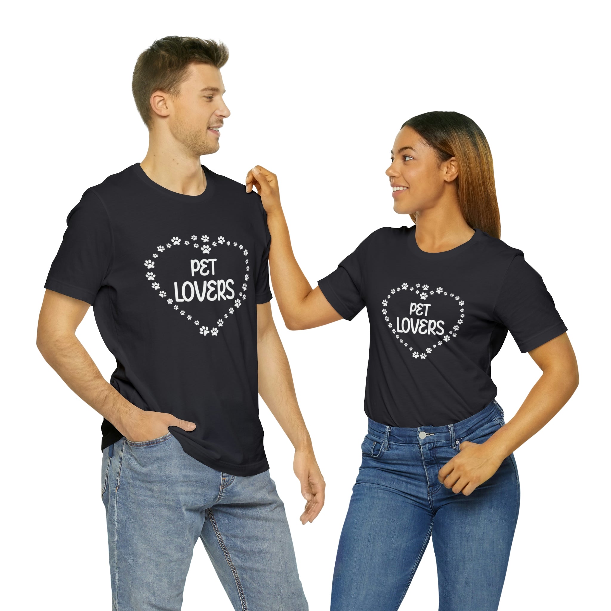 Pet Lovers With Paw Heart - Unisex Jersey Short Sleeve Tee