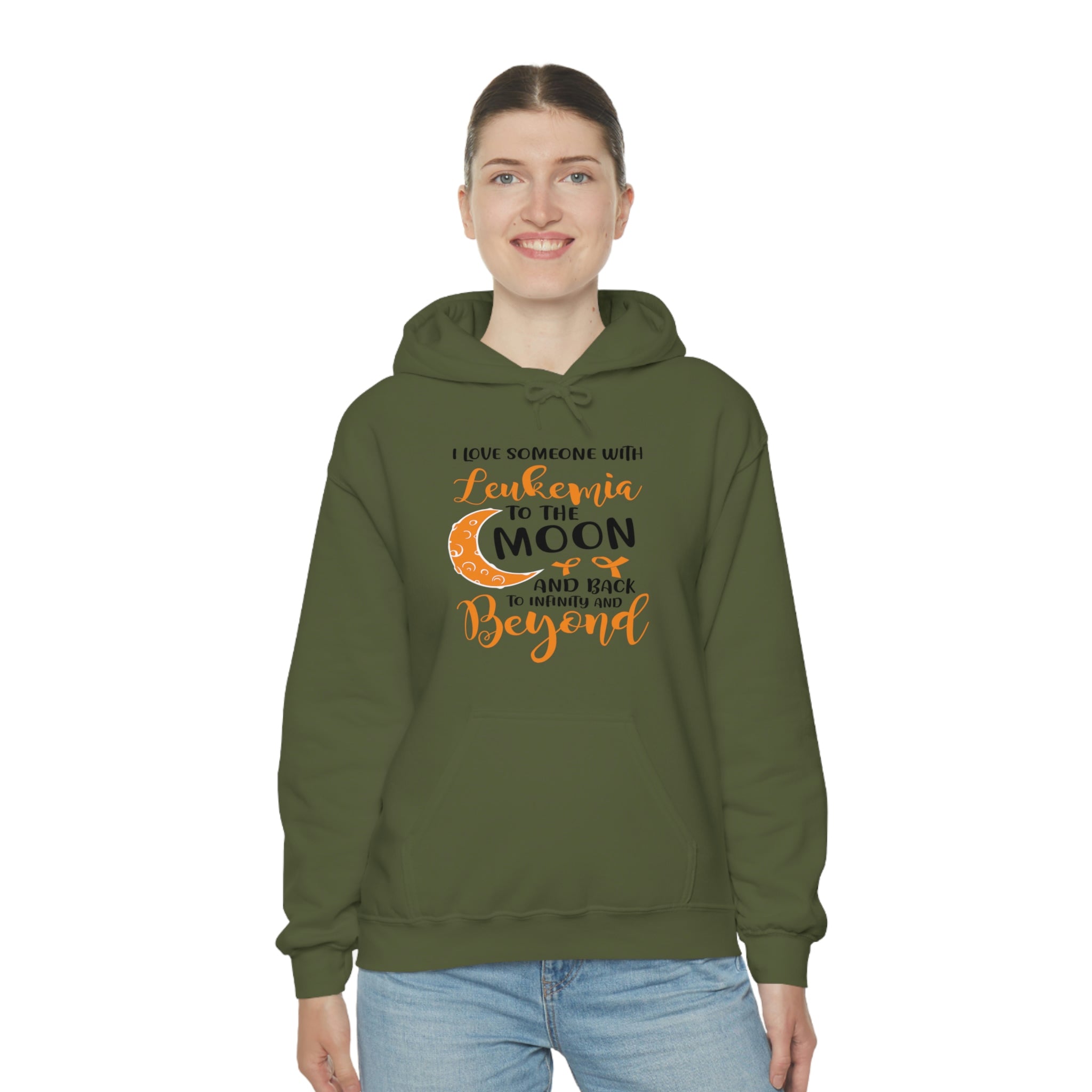 I Love Someone With Leukemia To The Moon And Back - Unisex Heavy Blend™ Hooded Sweatshirt