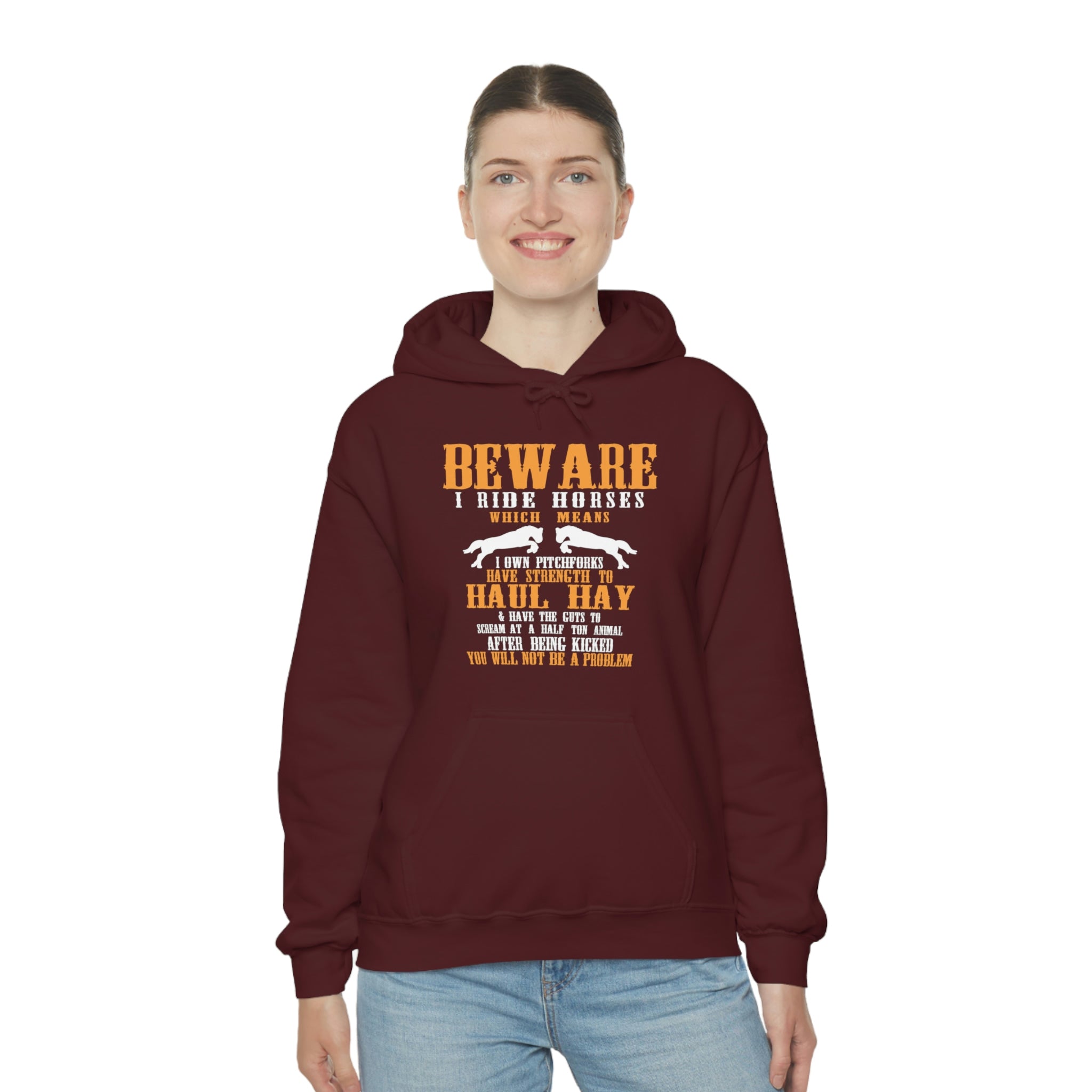 Beware I Ride Horses - Unisex Heavy Blend™ Hooded Sweatshirt