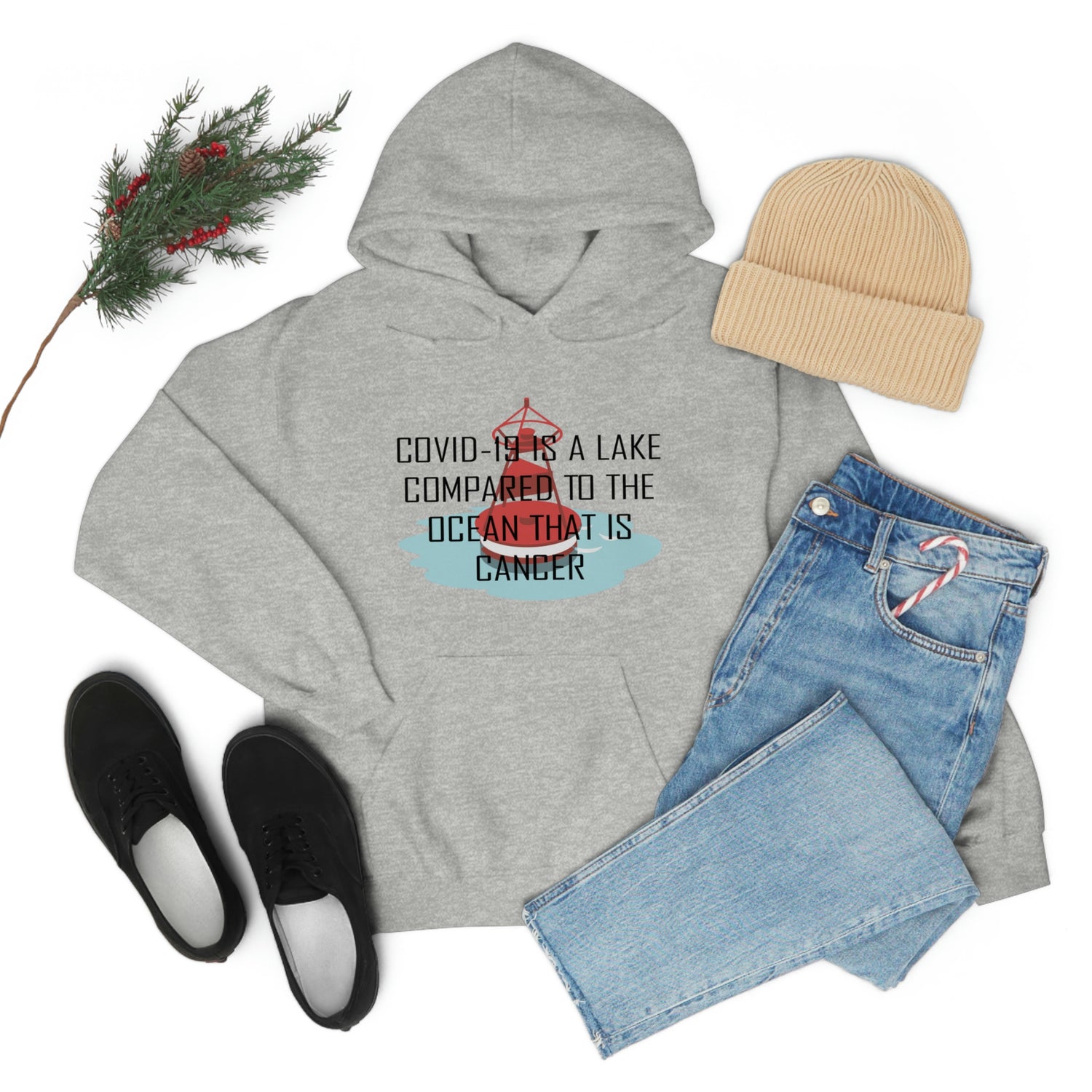 Covid-19 Is A Lake Compared To The Ocean That Is Cancer - Unisex Heavy Blend™ Hooded Sweatshirt