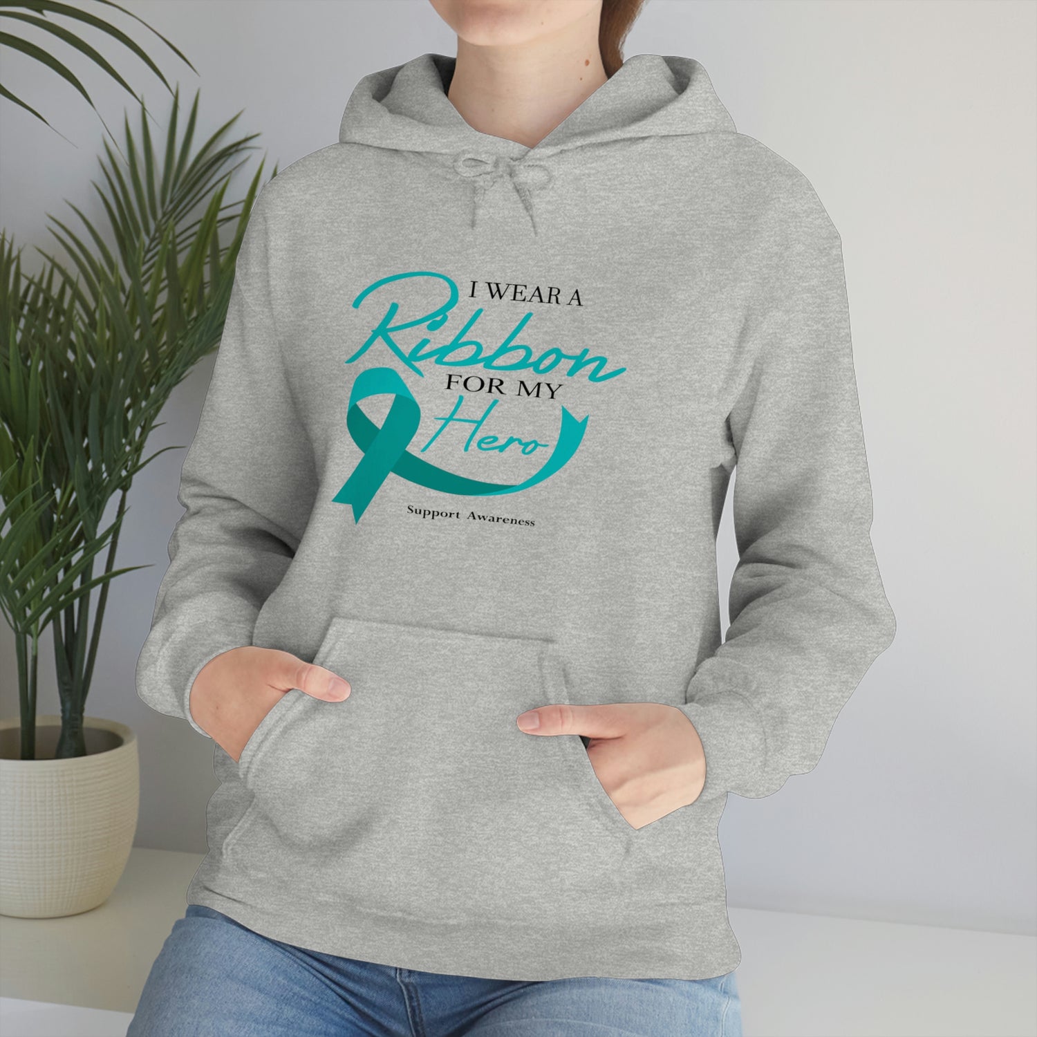 I Wear A Ribbon For My Hero - Unisex Heavy Blend™ Hooded Sweatshirt