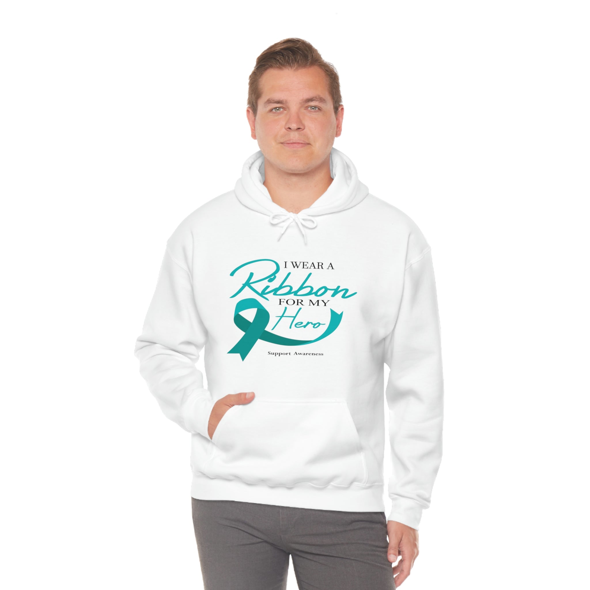 I Wear A Ribbon For My Hero - Unisex Heavy Blend™ Hooded Sweatshirt