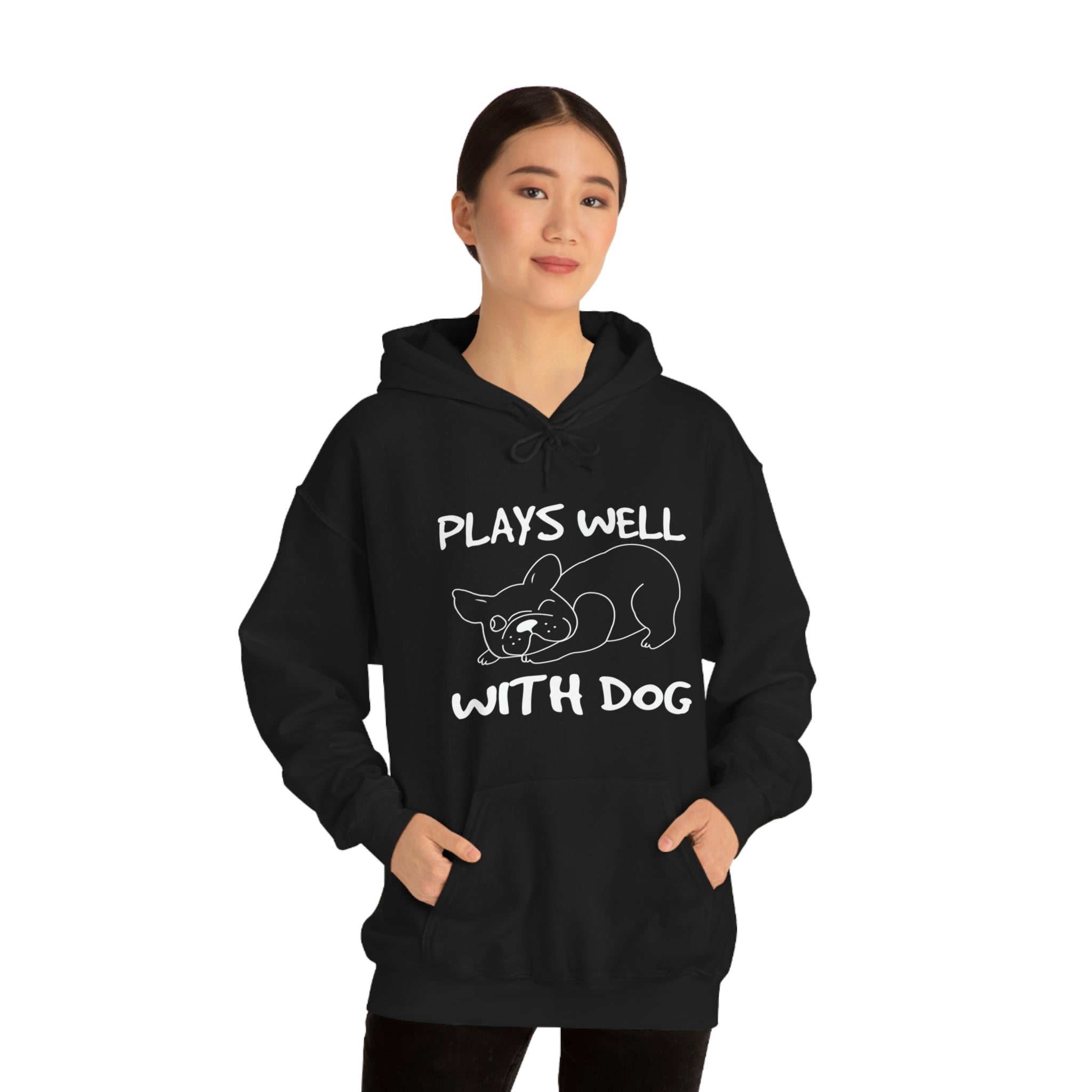 Plays Well With Dog - Unisex Heavy Blend™ Hooded Sweatshirt