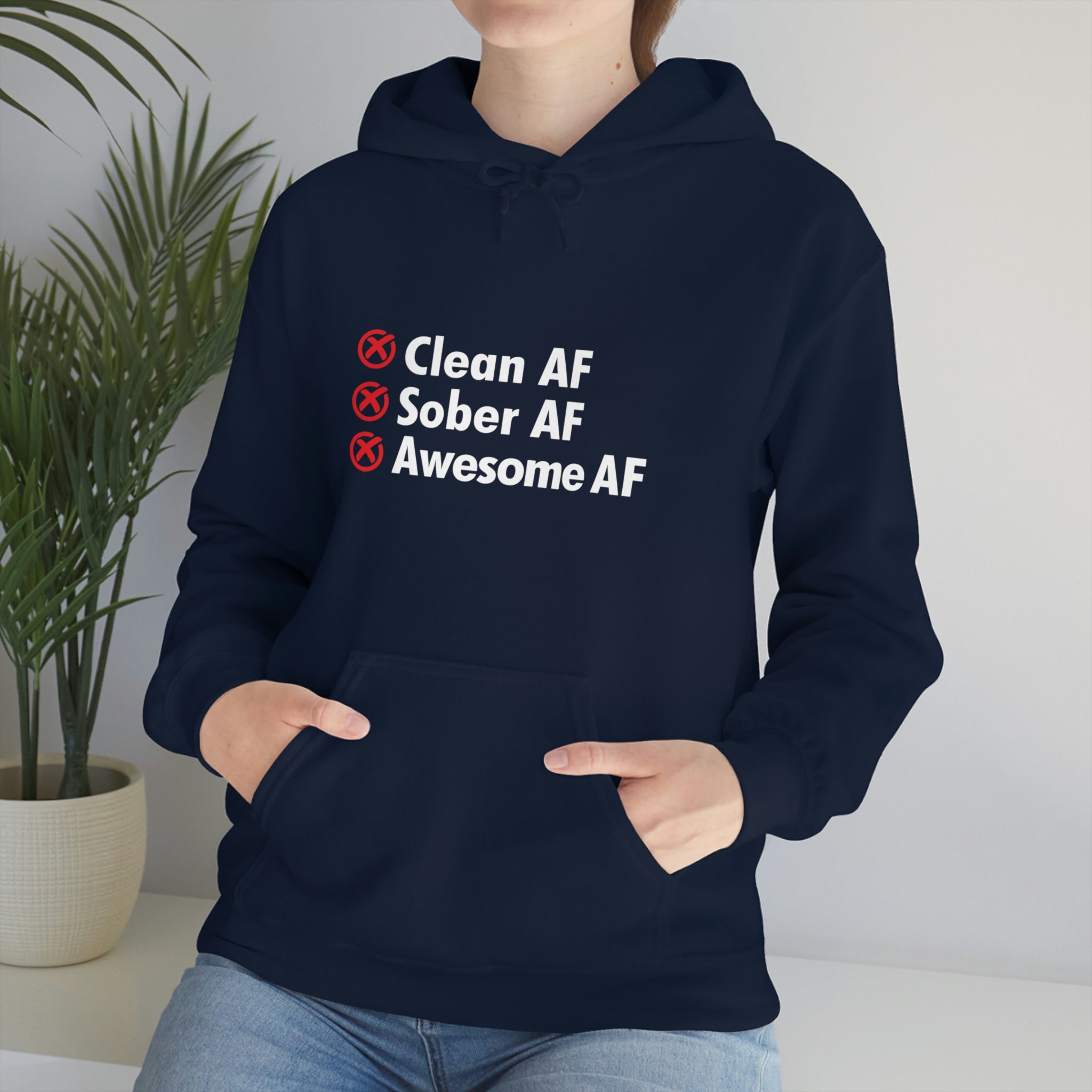 Clean AF Sober AF Awesome AF - Unisex Heavy Blend™ Hooded Sweatshirt