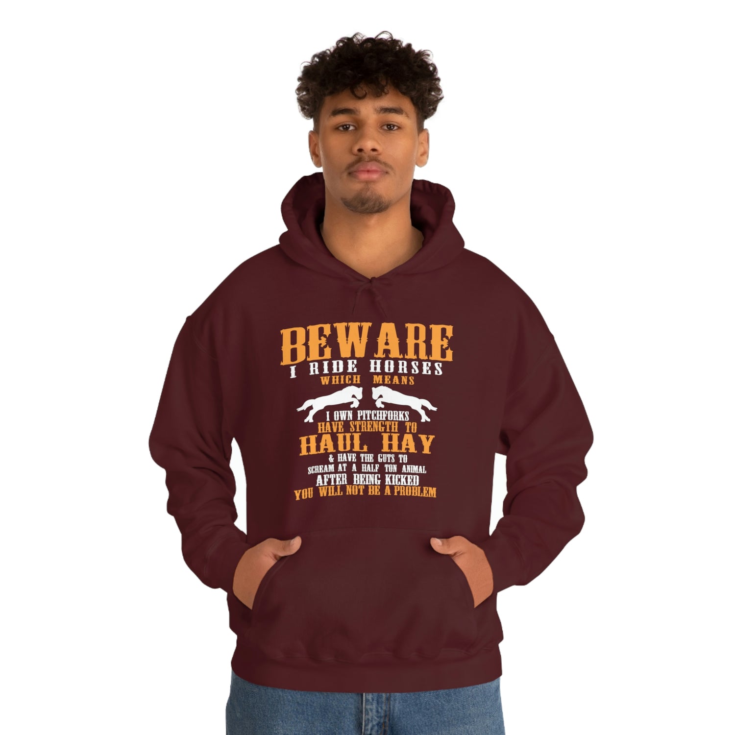 Beware I Ride Horses - Unisex Heavy Blend™ Hooded Sweatshirt