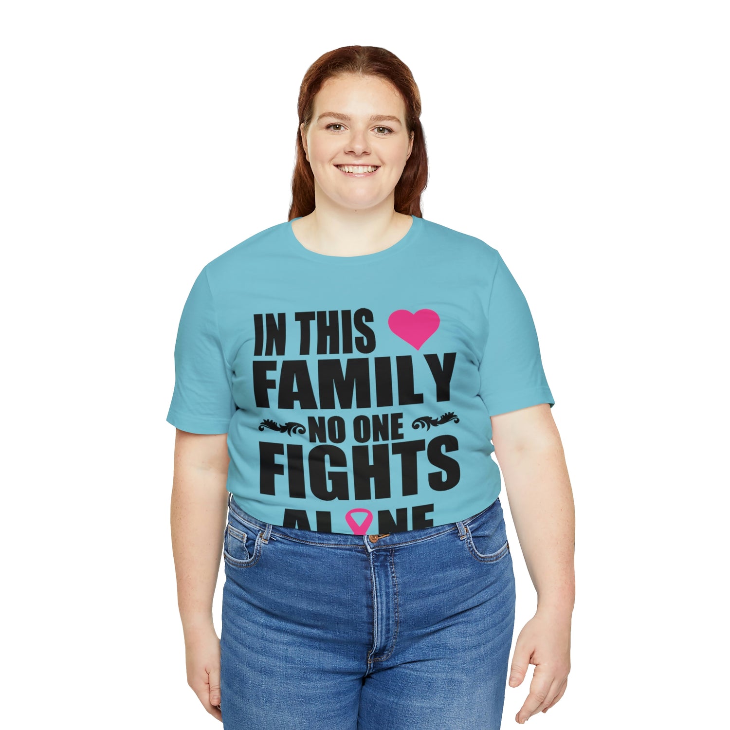 In This Family No One Fights Alone - Unisex Jersey Short Sleeve Tee