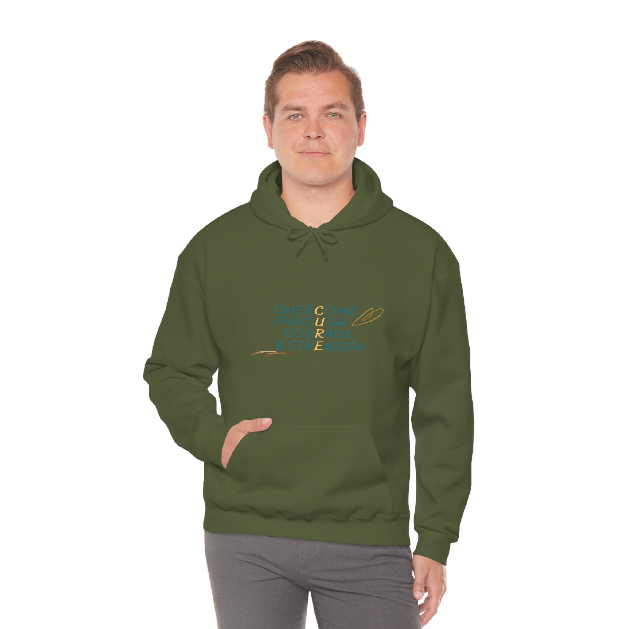 Overcome Through Courage and Strength - Unisex Heavy Blend™ Hooded Sweatshirt