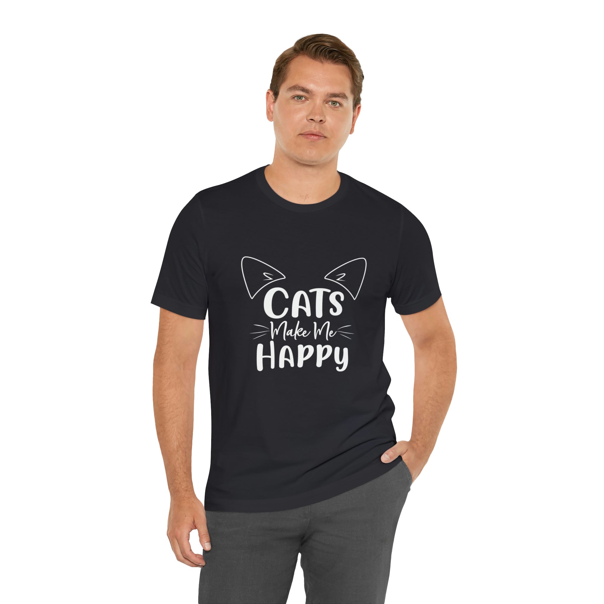 Cats Make Me Happy - Unisex Jersey Short Sleeve Tee