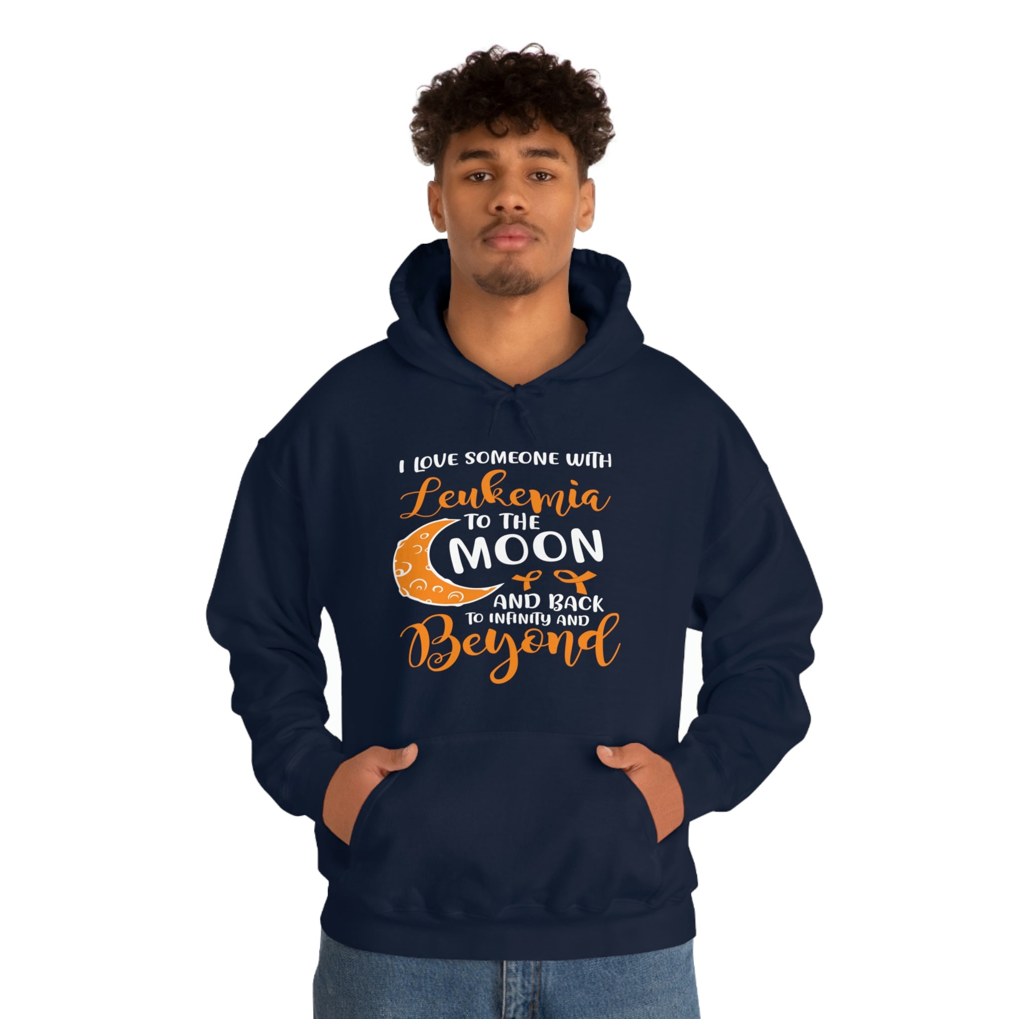 I Love Someone With Leukemia To The Moon And Back - Unisex Heavy Blend™ Hooded Sweatshirt