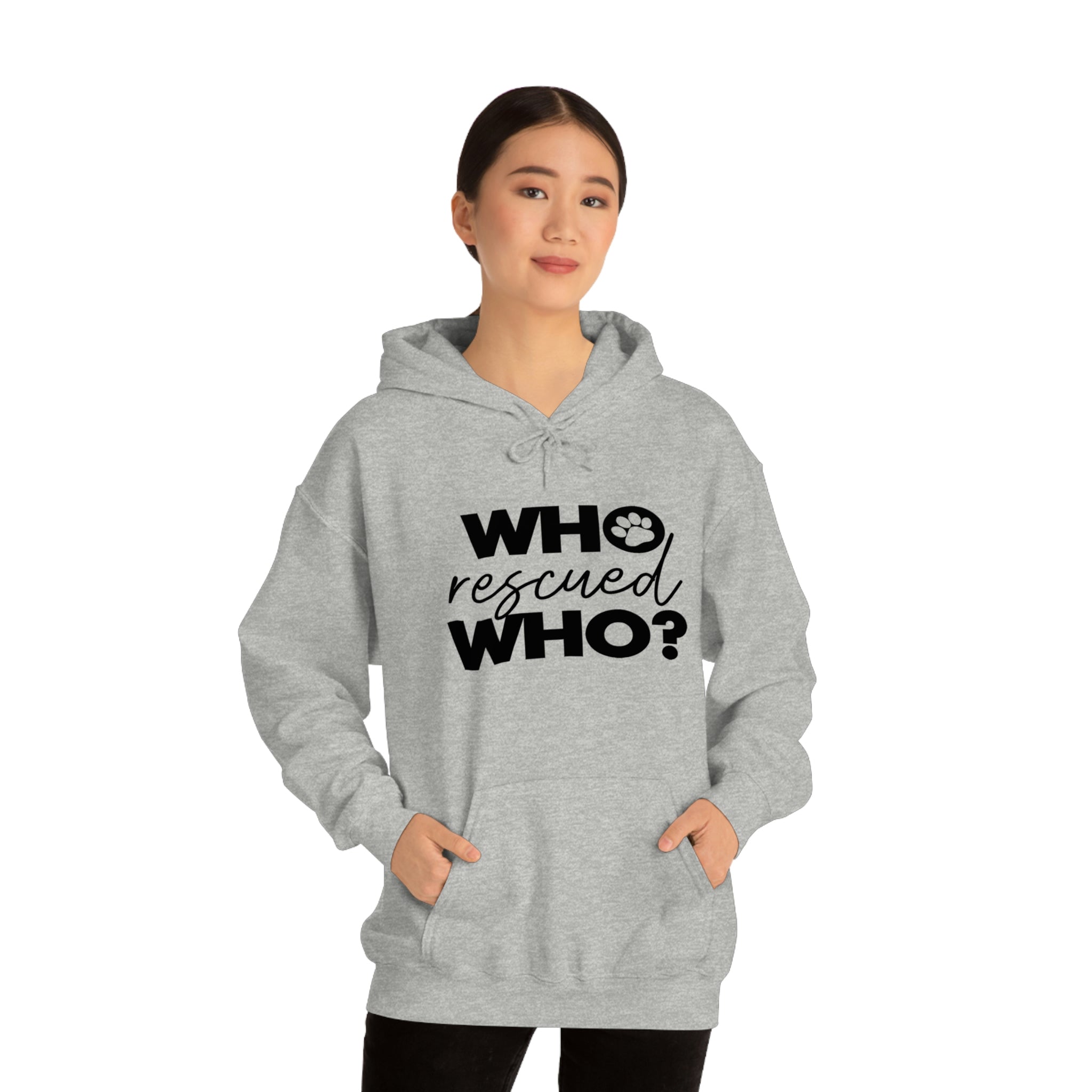 Who Rescued Who - Unisex Heavy Blend™ Hooded Sweatshirt