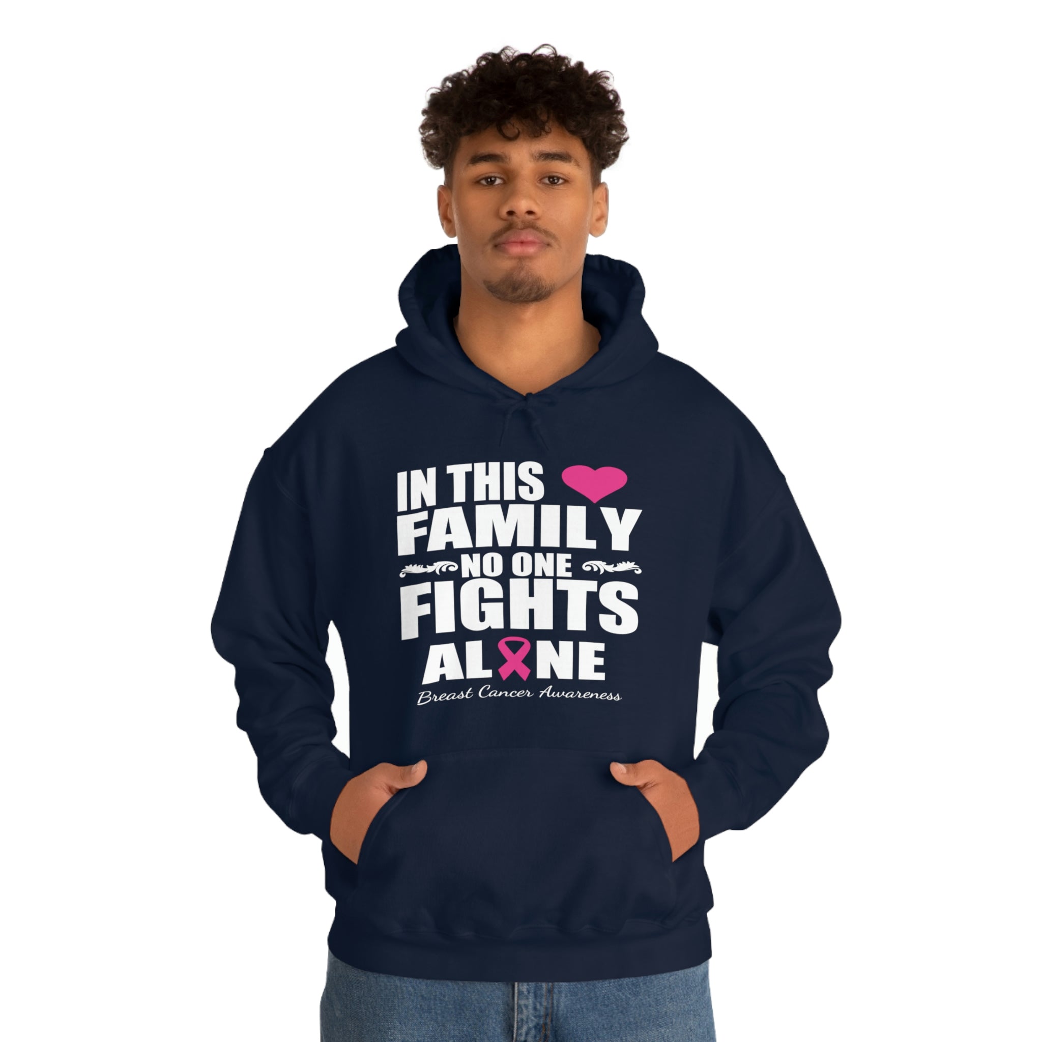 In This Family No One Fights Alone - Unisex Heavy Blend™ Hooded Sweatshirt