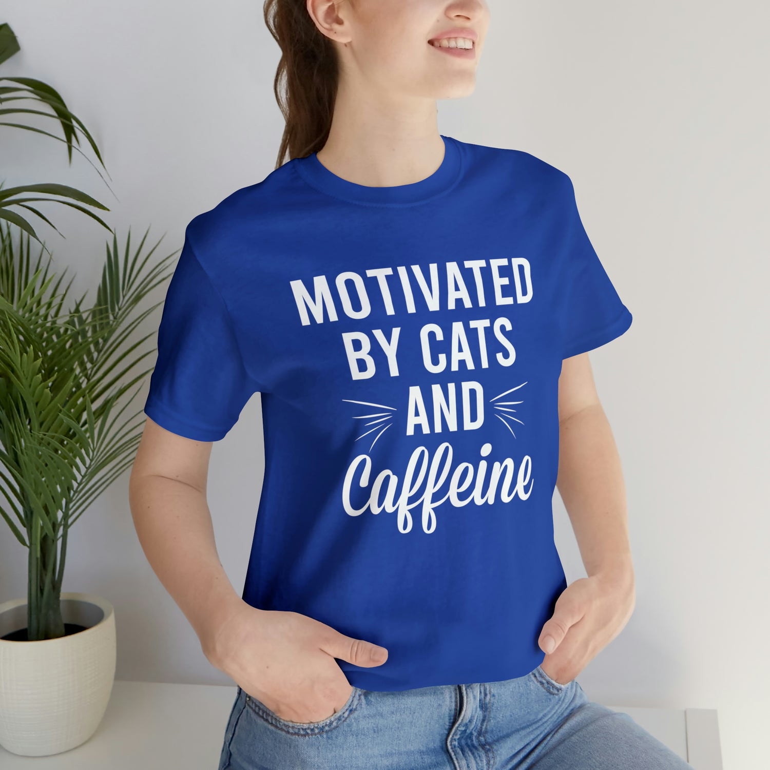 Motivated By Cats &amp; Caffeine - Unisex Jersey Short Sleeve Tee