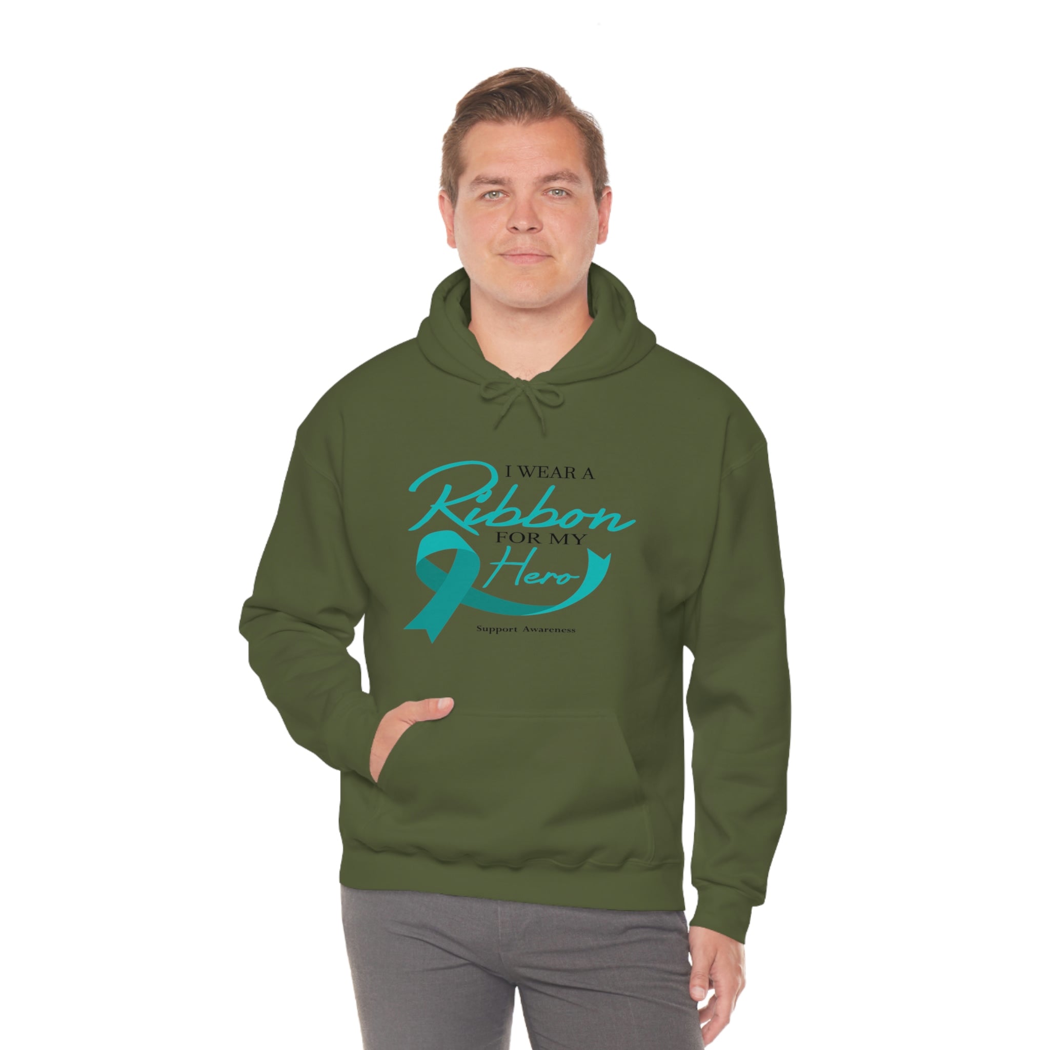 I Wear A Ribbon For My Hero - Unisex Heavy Blend™ Hooded Sweatshirt