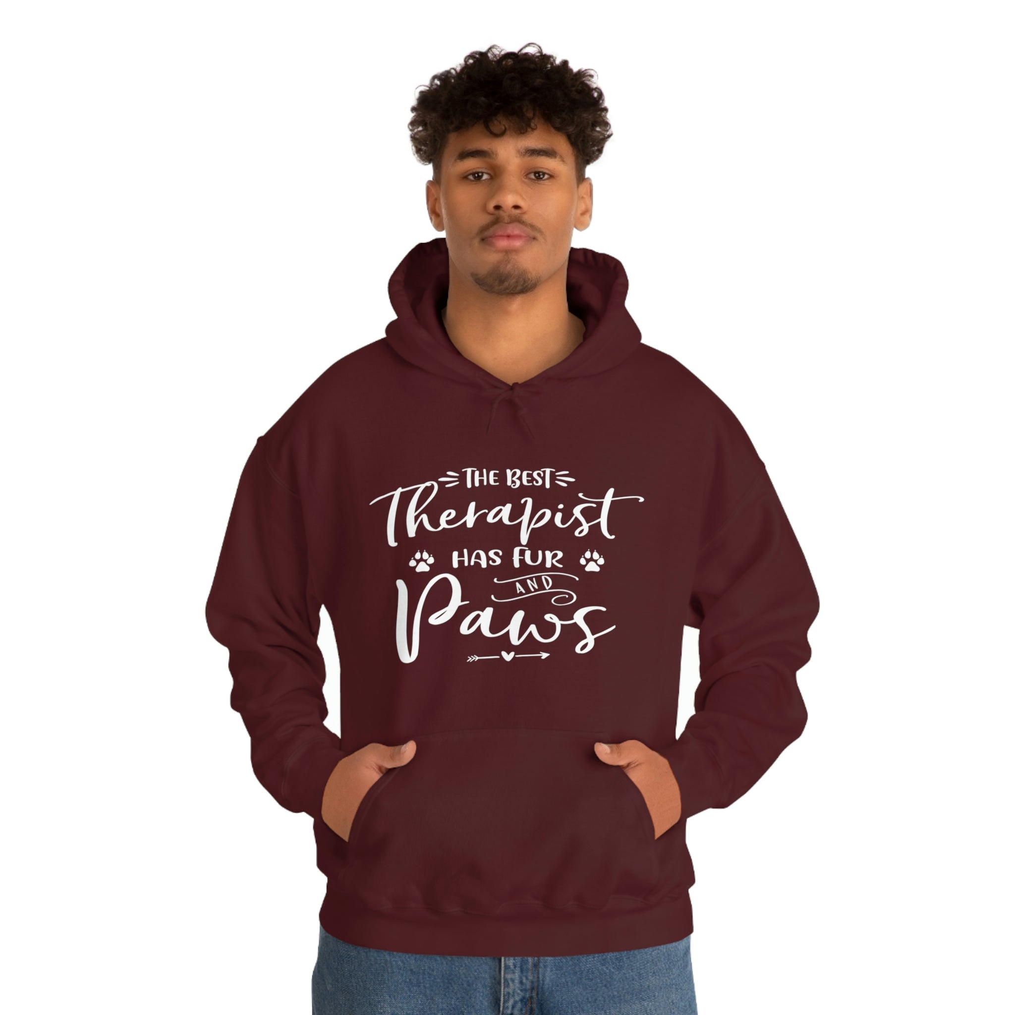 The Best Therapist Has Fur &amp; Paws - Unisex Heavy Blend™ Hooded Sweatshirt