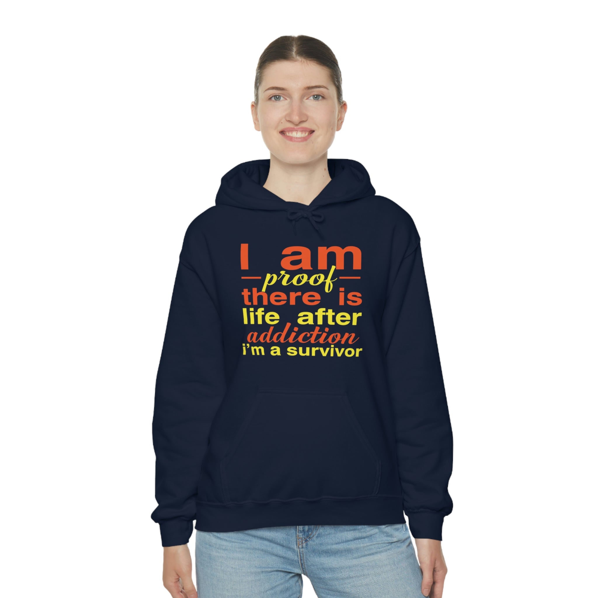 I Am Proof There Is Life After Addiction - Unisex Heavy Blend™ Hooded Sweatshirt