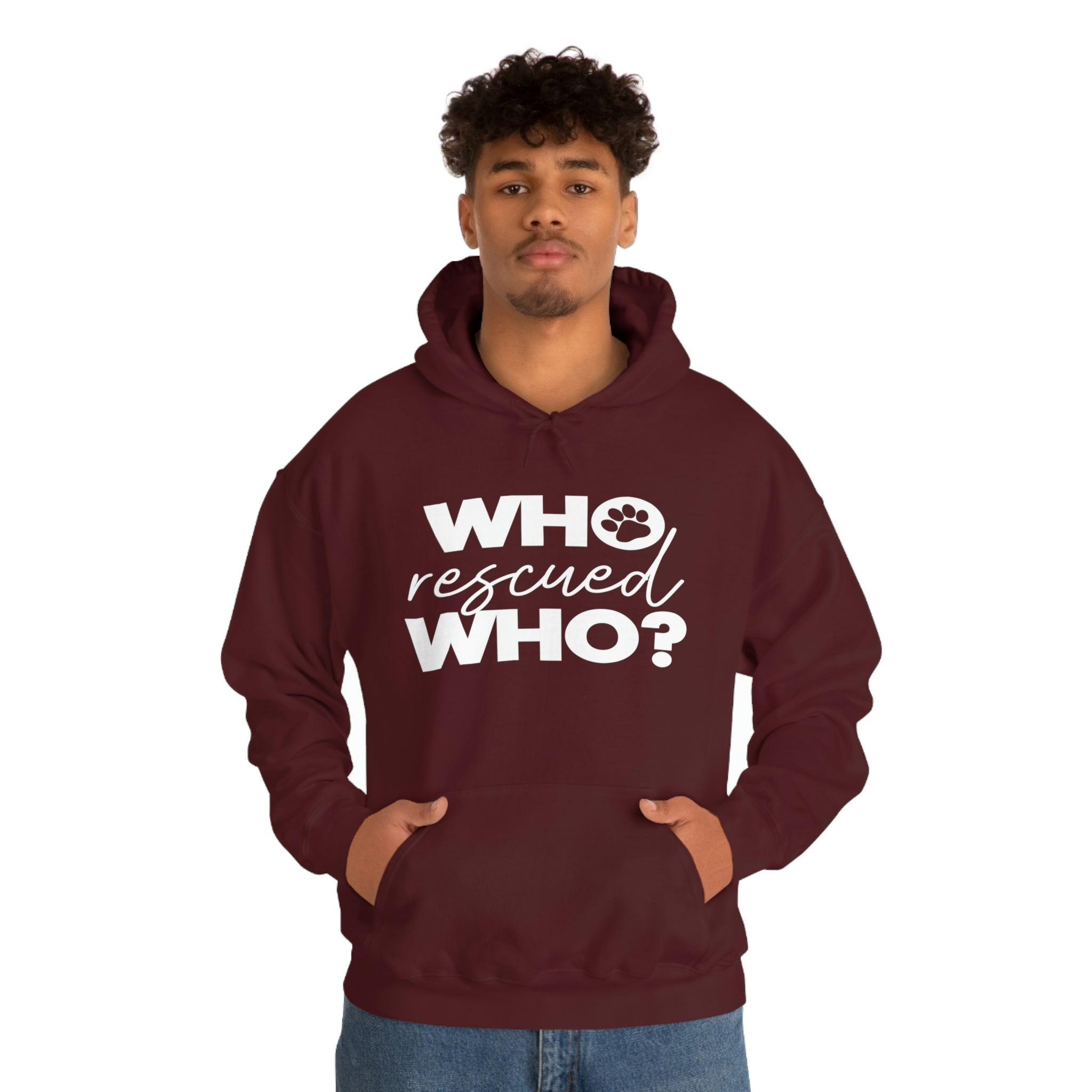 Who Rescued Who - Unisex Heavy Blend™ Hooded Sweatshirt