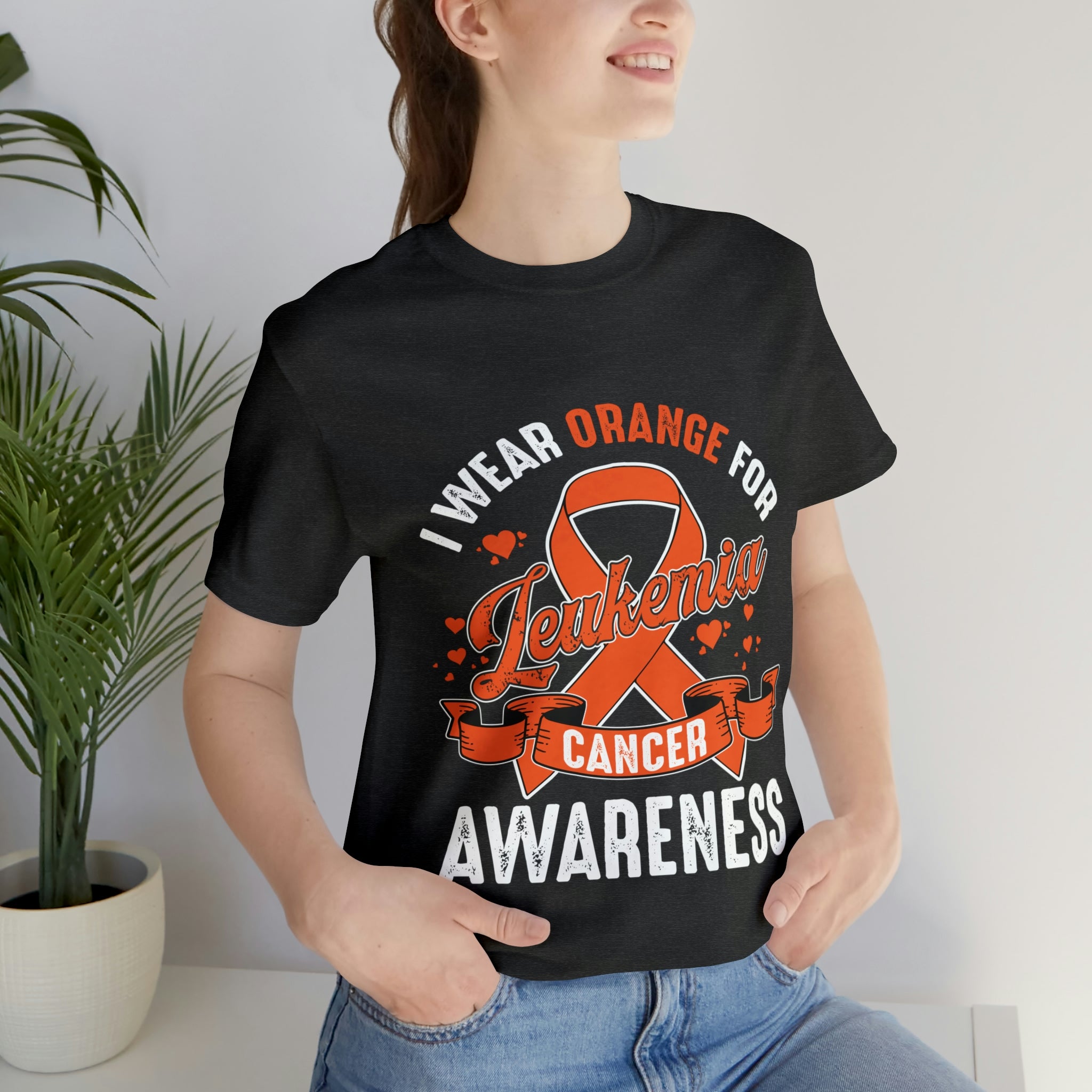 I Wear Orange For Leukemia Cancer Awareness - Unisex Jersey Short Sleeve Tee