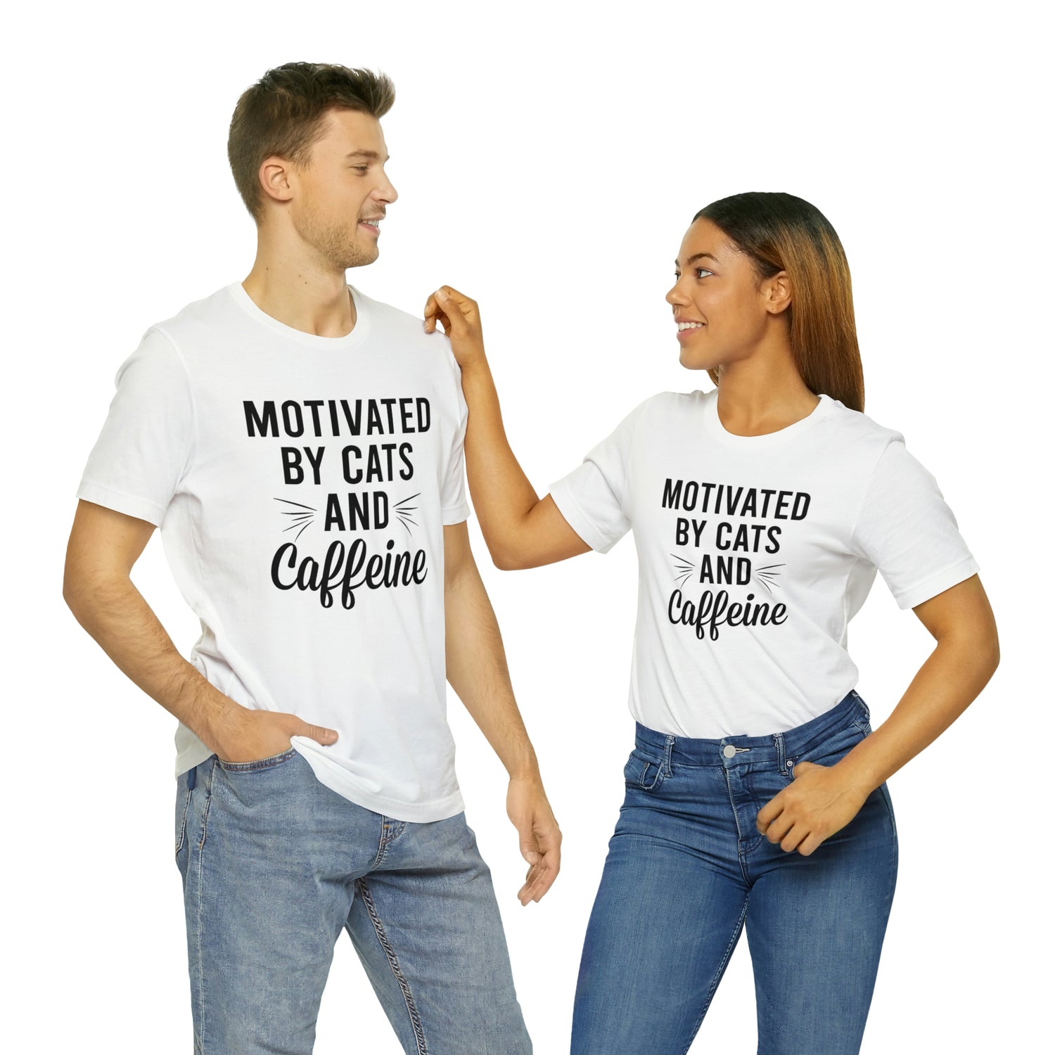 Motivated By Cats &amp; Caffeine - Unisex Jersey Short Sleeve Tee