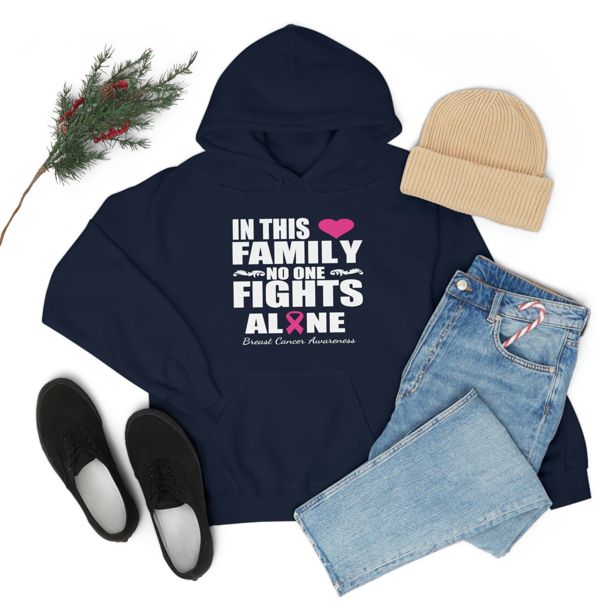 In This Family No One Fights Alone - Unisex Heavy Blend™ Hooded Sweatshirt