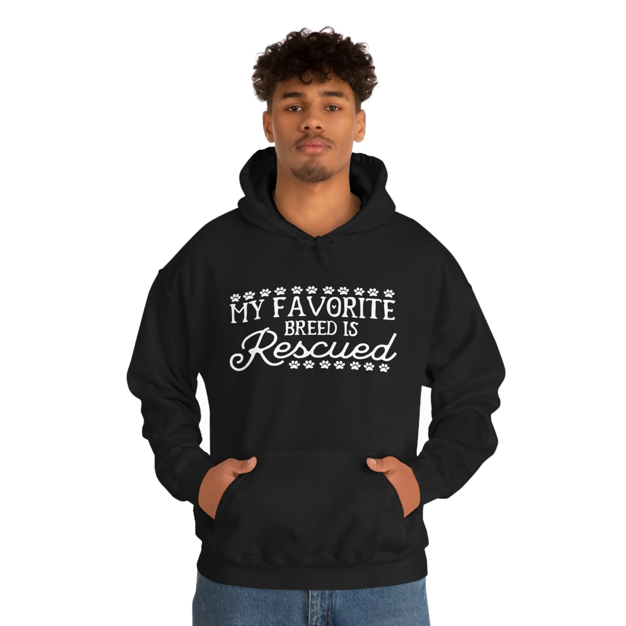 My Favorite Breed Is Rescued - Unisex Heavy Blend™ Hooded Sweatshirt