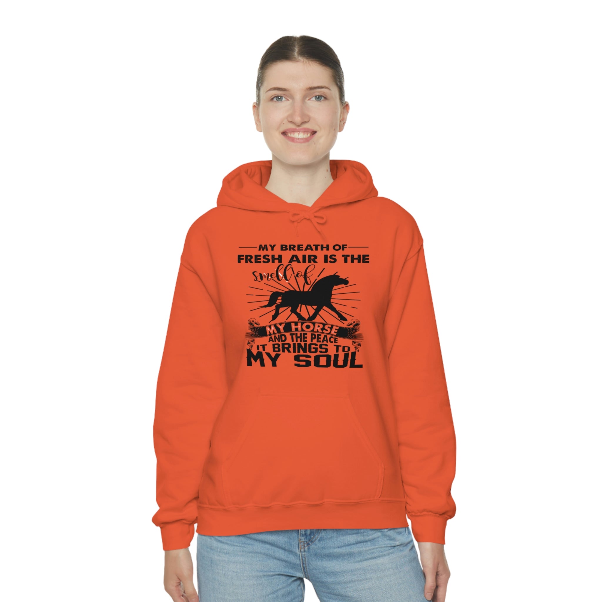 My Breath Of Fresh Air Is The Smell Of My Horse - Unisex Heavy Blend™ Hooded Sweatshirt