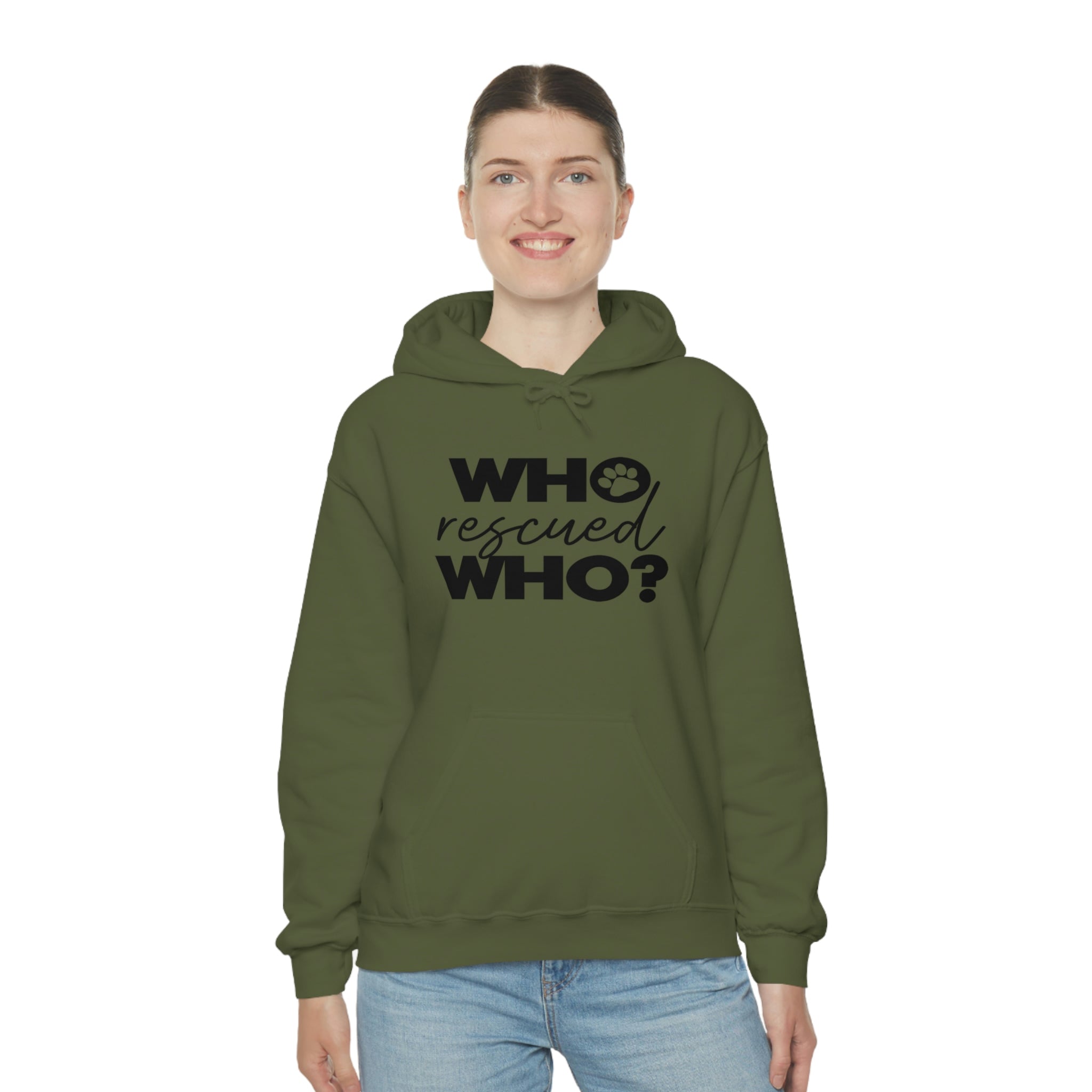 Who Rescued Who - Unisex Heavy Blend™ Hooded Sweatshirt