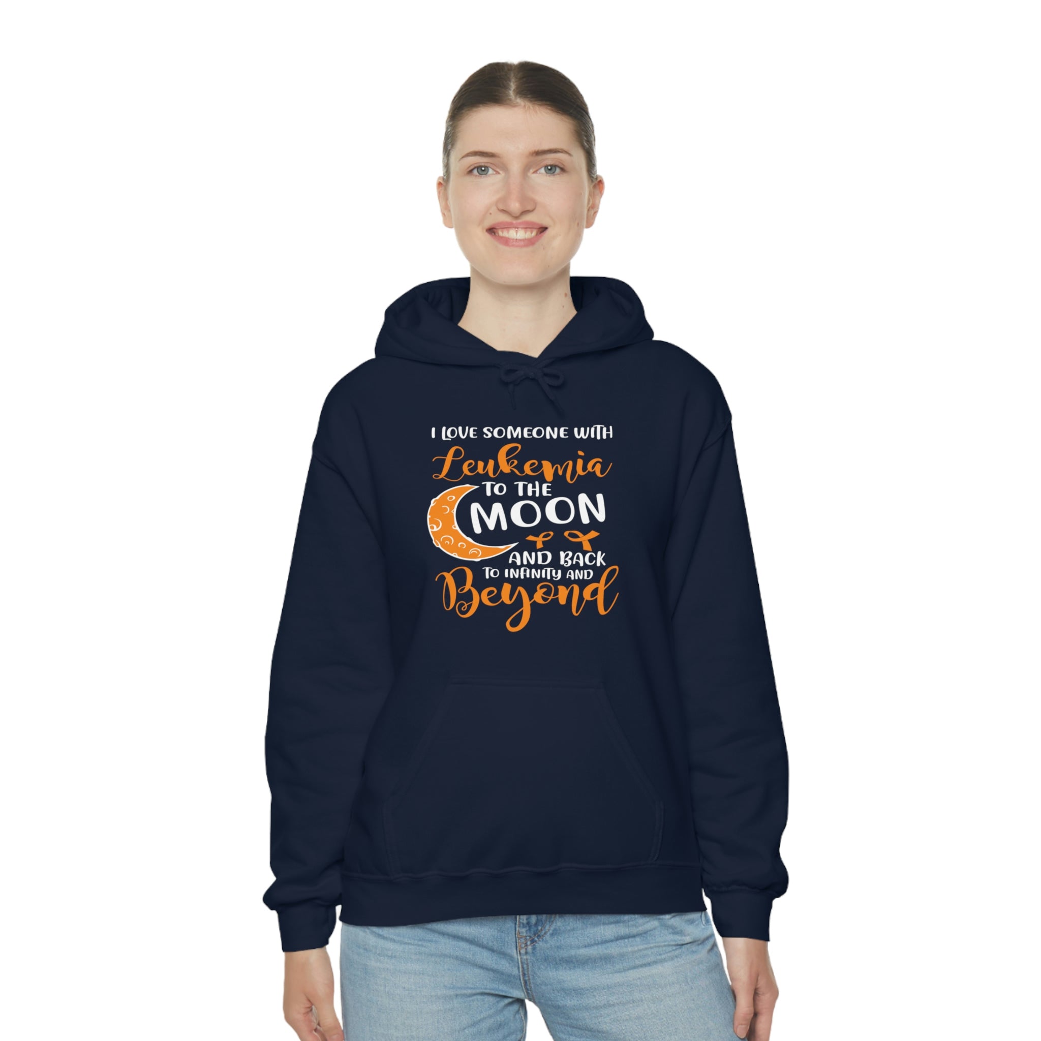 I Love Someone With Leukemia To The Moon And Back - Unisex Heavy Blend™ Hooded Sweatshirt