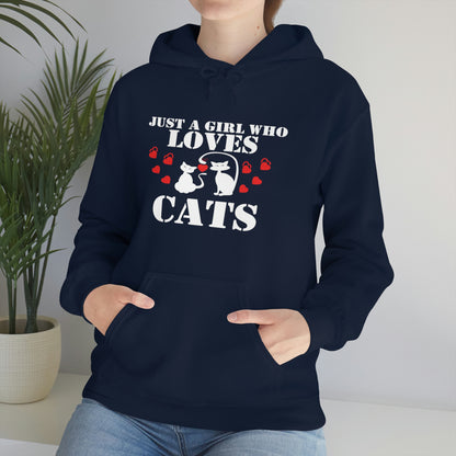 Just a Girl Who Loves Cats - Unisex Heavy Blend™ Hooded Sweatshirt