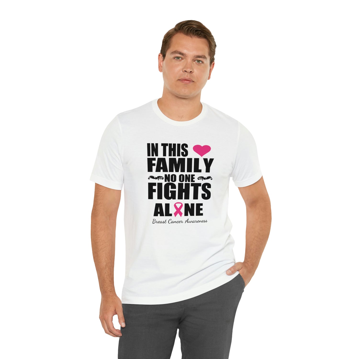 In This Family No One Fights Alone - Unisex Jersey Short Sleeve Tee