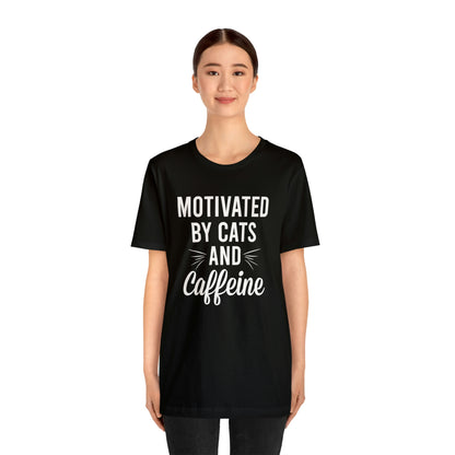 Motivated By Cats &amp; Caffeine - Unisex Jersey Short Sleeve Tee