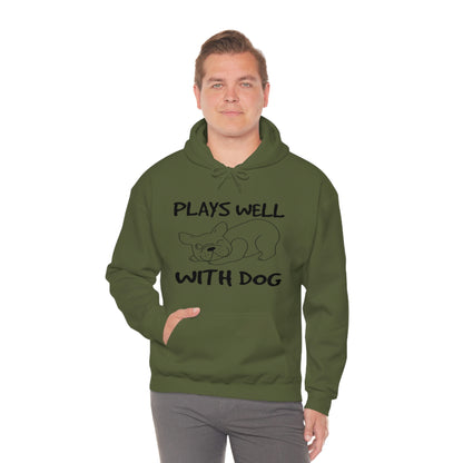 Plays Well With Dog - Unisex Heavy Blend™ Hooded Sweatshirt