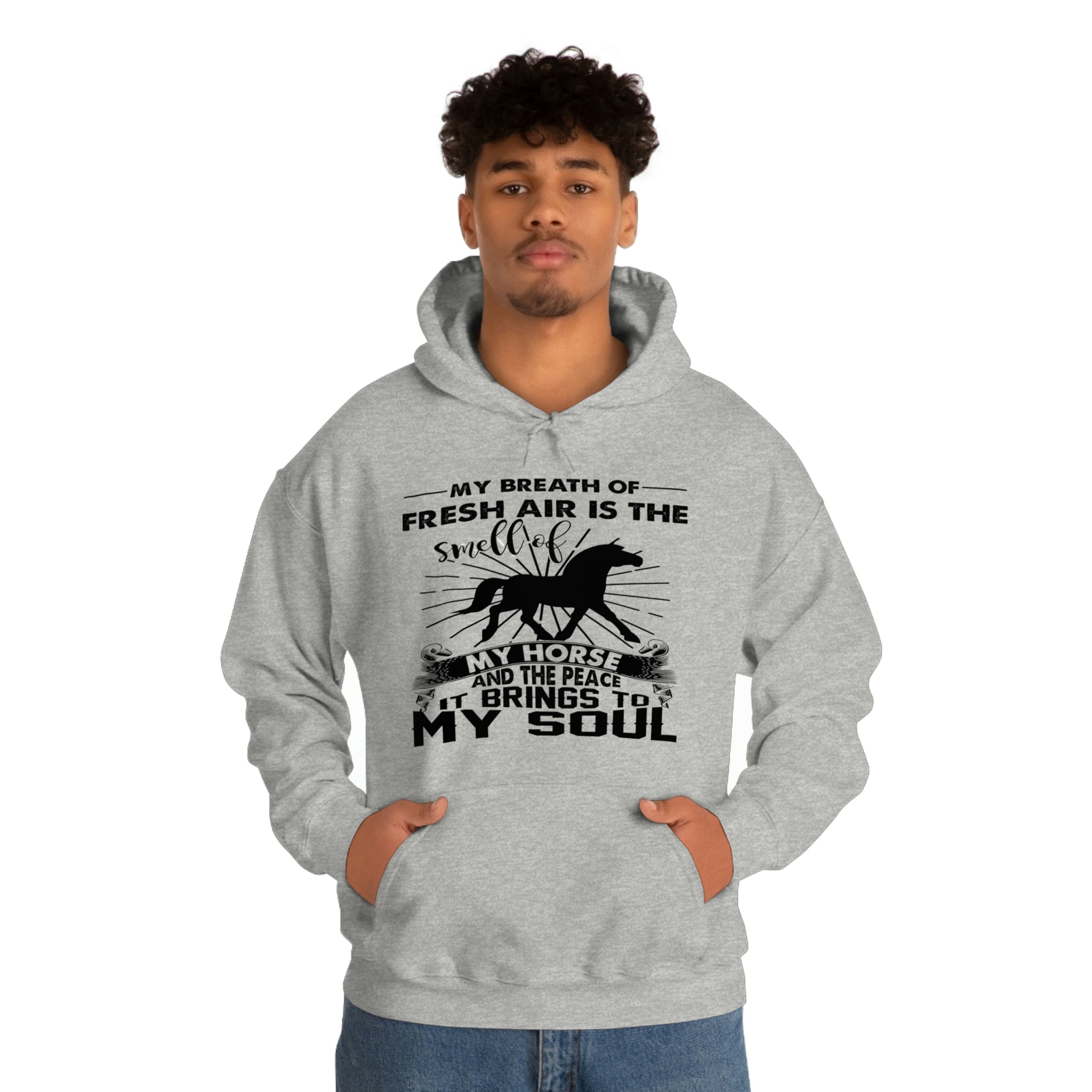 My Breath Of Fresh Air Is The Smell Of My Horse - Unisex Heavy Blend™ Hooded Sweatshirt