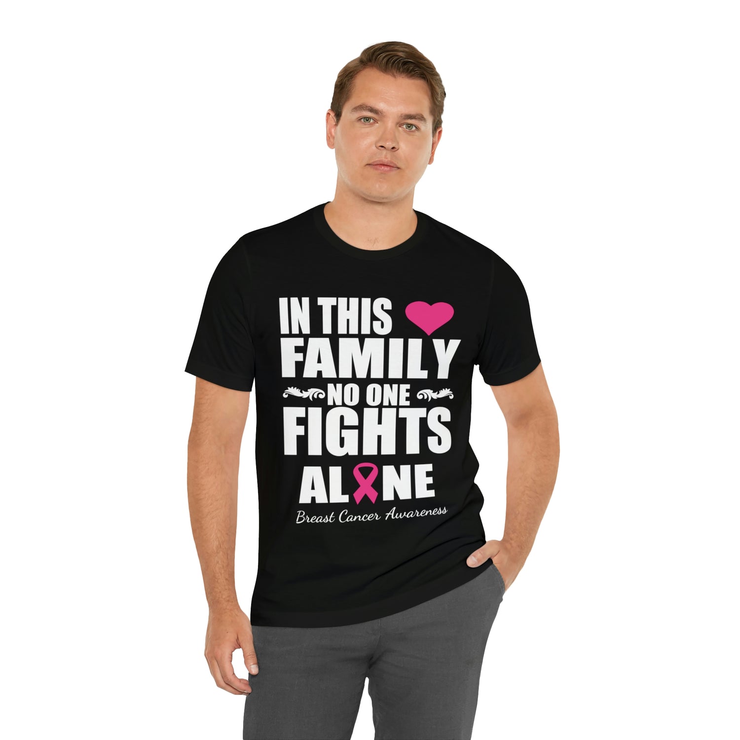 In This Family No One Fights Alone - Unisex Jersey Short Sleeve Tee